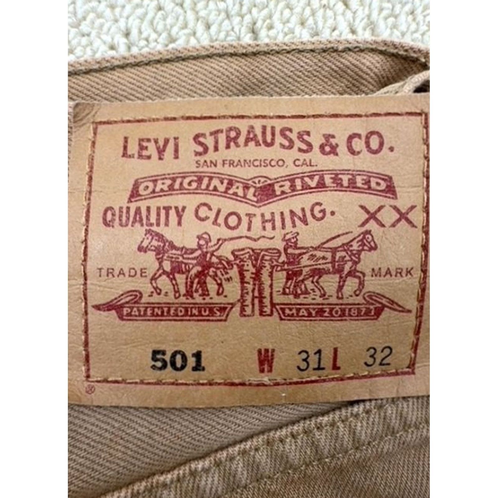 Levi's Levi's 501 Original Straight Jeans Tan 31x32 Button Fly Cotton Denim Men Regular XS? No. Size US 31 - 3 Thumbnail