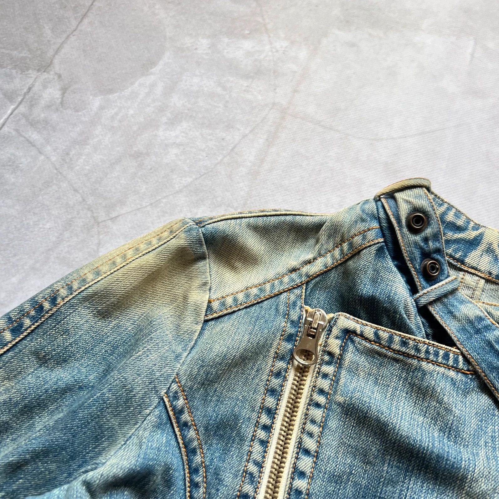 Hysteric Glamour 00s Japan Cropped bomber Denim Biker Jacket Side zip Y2K Size M / US 6-8 / IT 42-44 - 7 Thumbnail