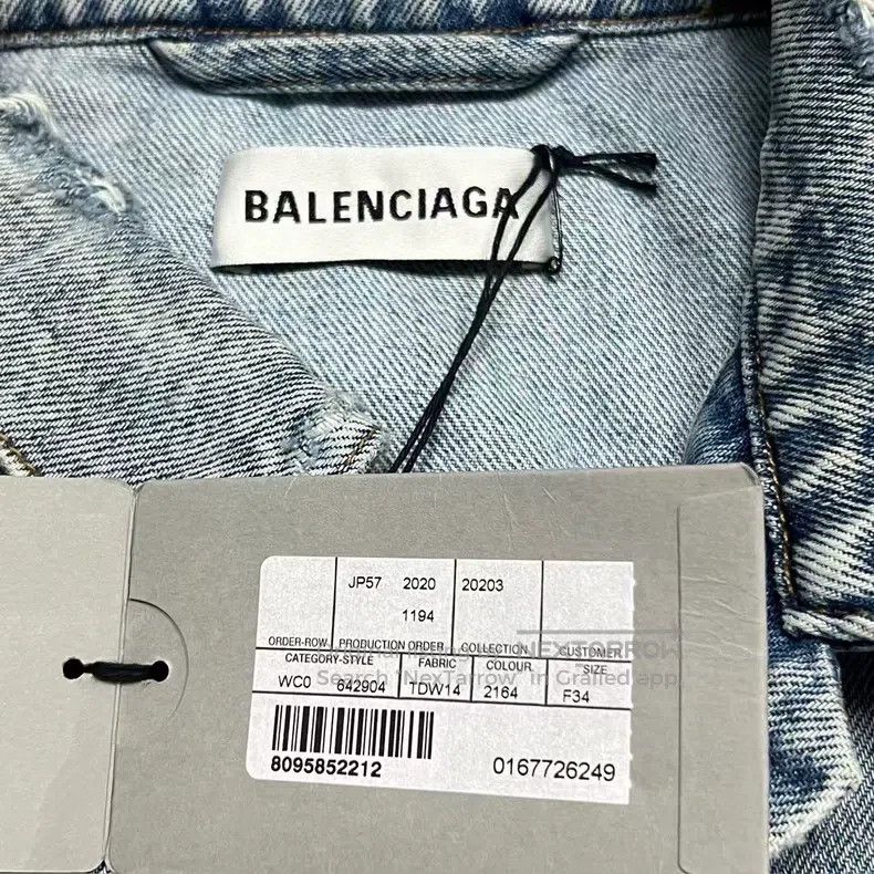 Balenciaga Balenciaga Aqua Distressed Destroyed Denim Jacket Size XXS / US 00 / IT 34 - 3 Thumbnail
