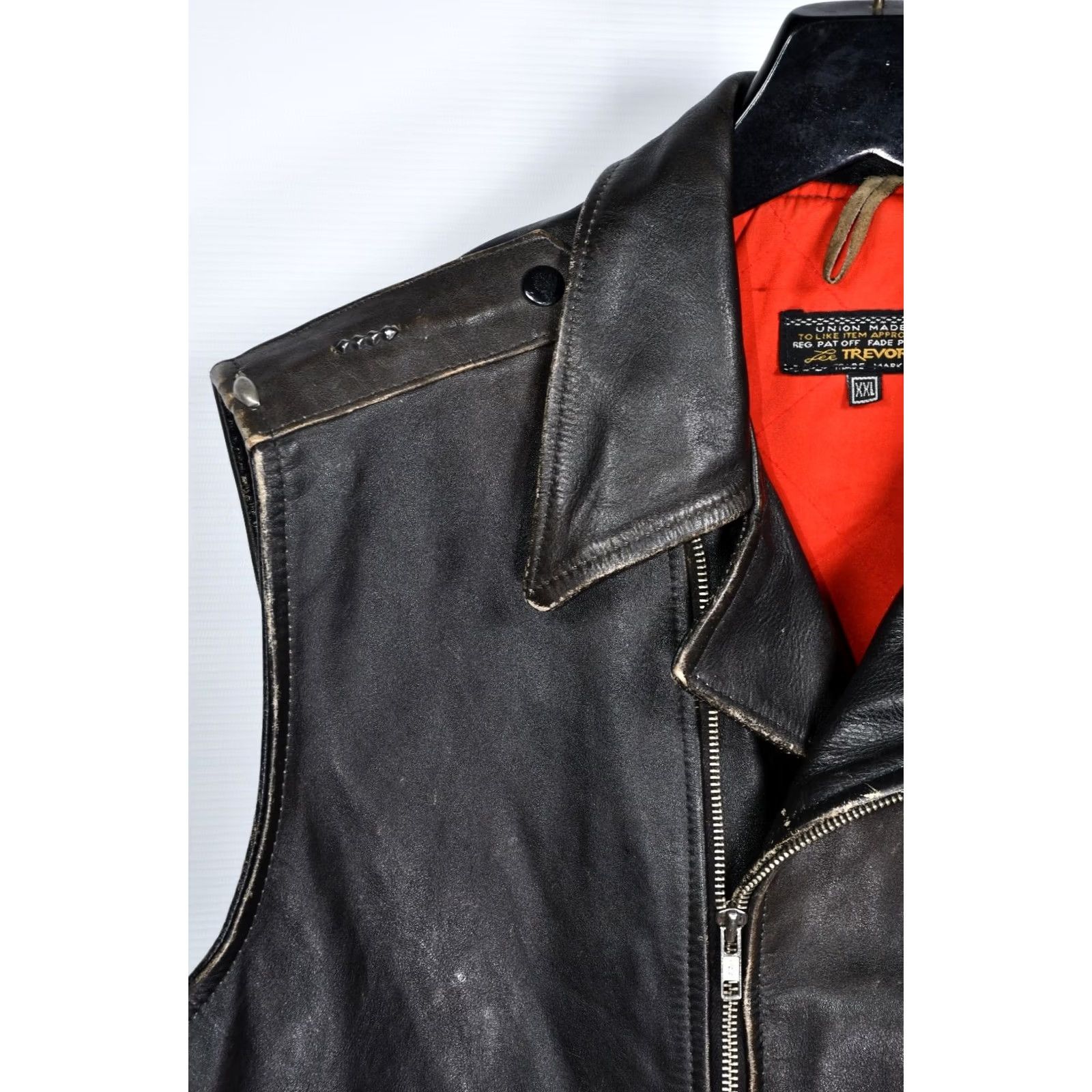 Lee VINTAGE LEE TREVOR Leather Vest Jacket Men's 2XL Black Leather Biker Vest Casual Shirt? Size US XXL / EU 58 / 5 - 7 Thumbnail