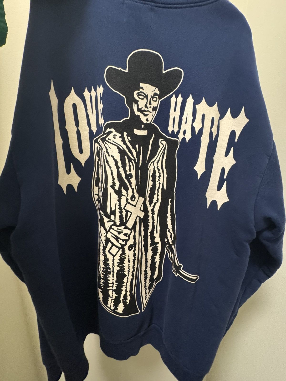 Warren Lotas XXL Blue Love Hate hoodie