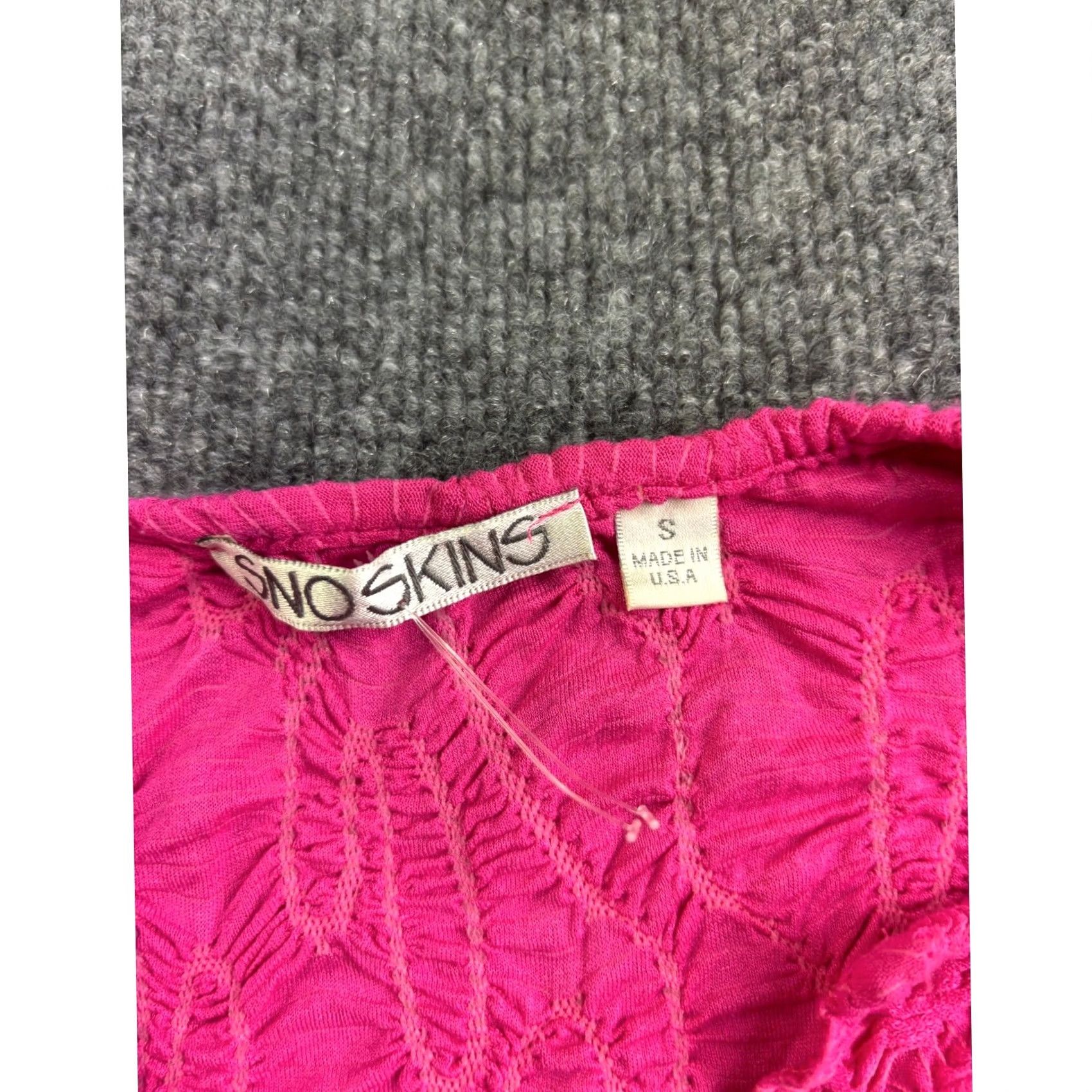 Vintage Sno Skins Tank Top Womens S Pink Crinkle Textured Sleeveless V-Neck 62220 Size S / US 4 / IT 40 - 2 Thumbnail