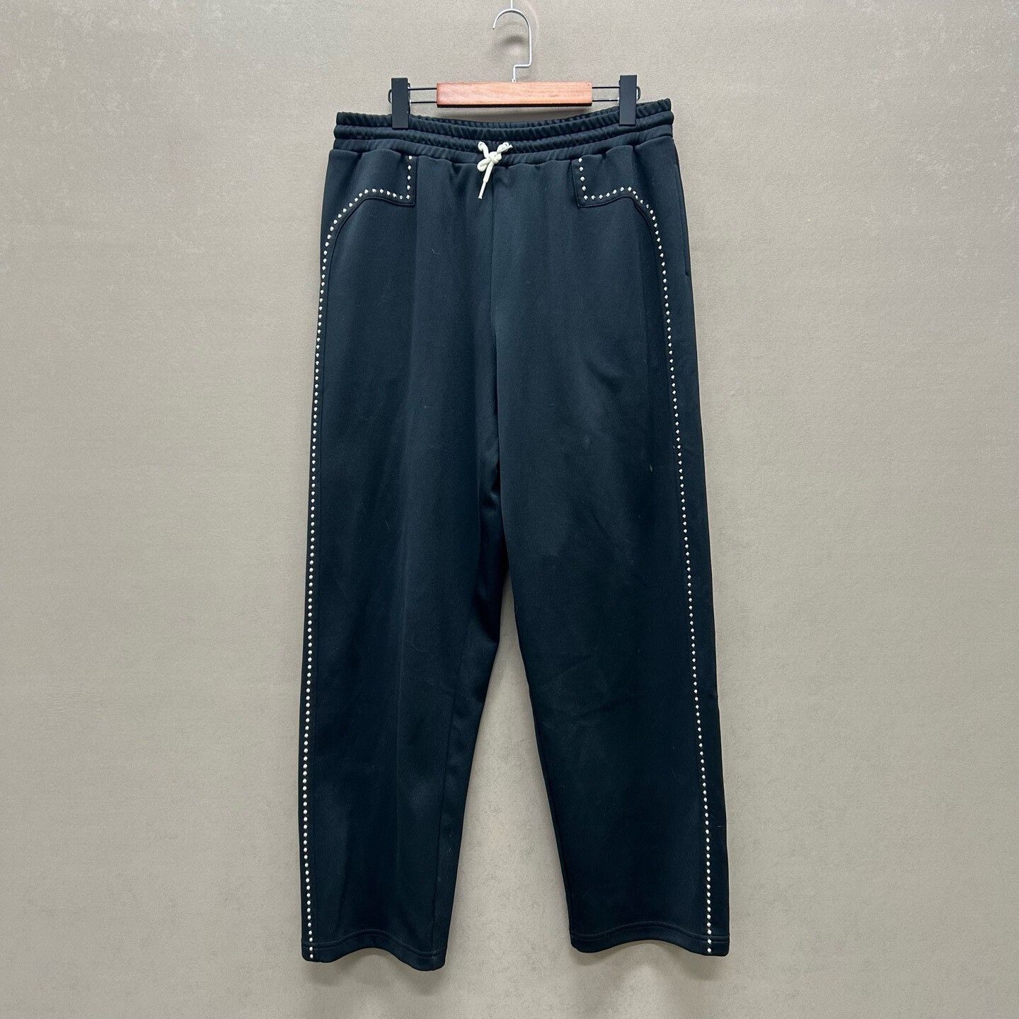 Black Studded Drawstring Pants by Celine