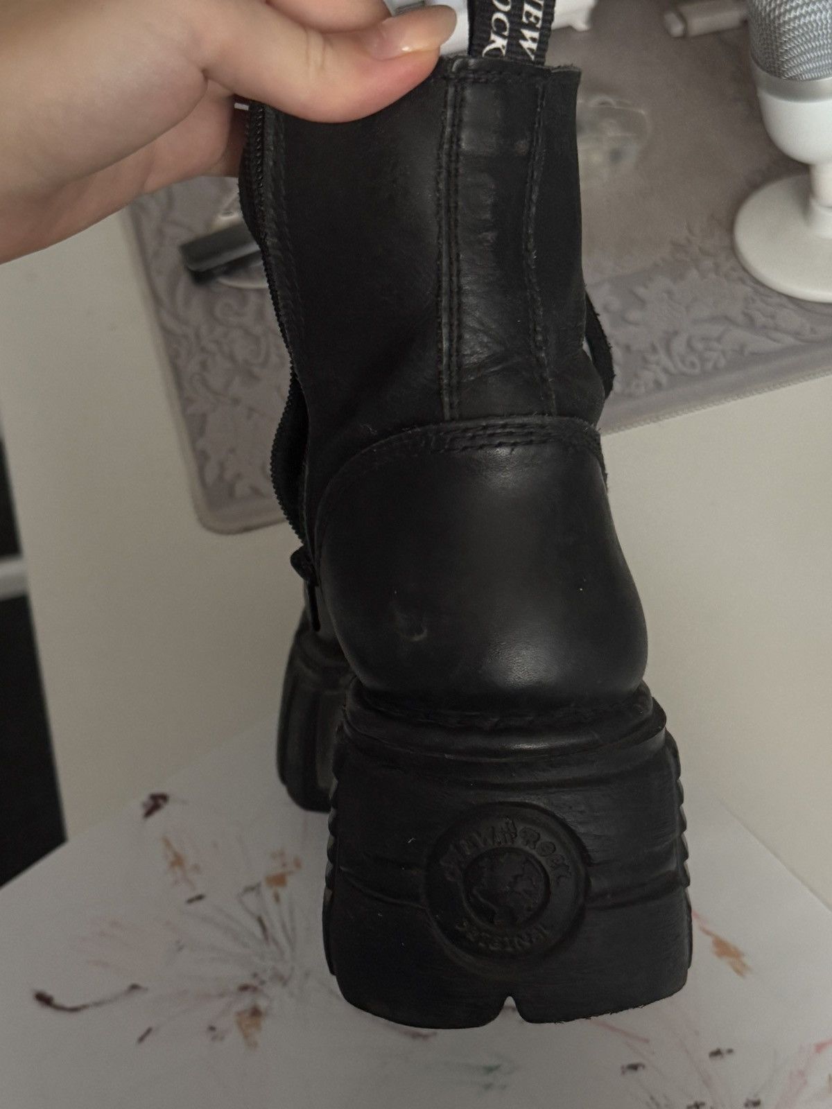 New Rock ANKLE BOOT BLACK TOWER WITH LACES M-NEWMILI083-S39 Size US 7 / IT 37 - 5 Thumbnail