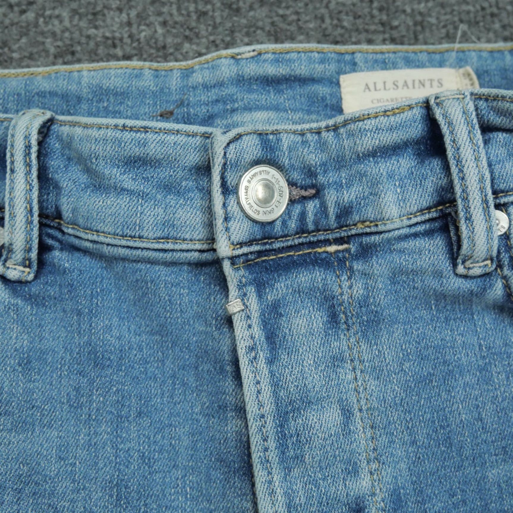 Allsaints AllSaints Jeans Womens 30 Blue Denim Pants Cropped Distressed Button Fly Skinny Regular Size 24" / US 00 / IT 34 - 4 Thumbnail