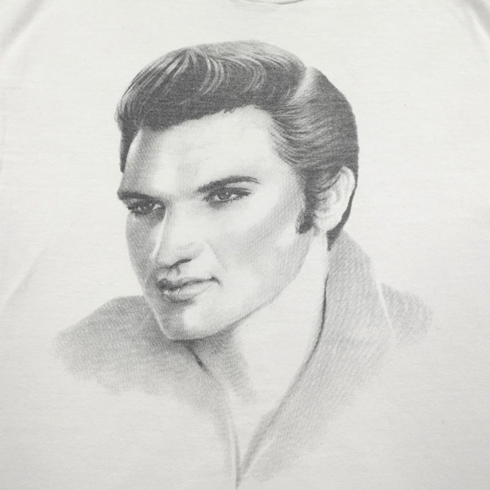 Hanes VINTAGE Elvis Presley T-Shirt Mens Large White Graphic 80s Art Music Rock Size US L / EU 52-54 / 3 - 2 Thumbnail