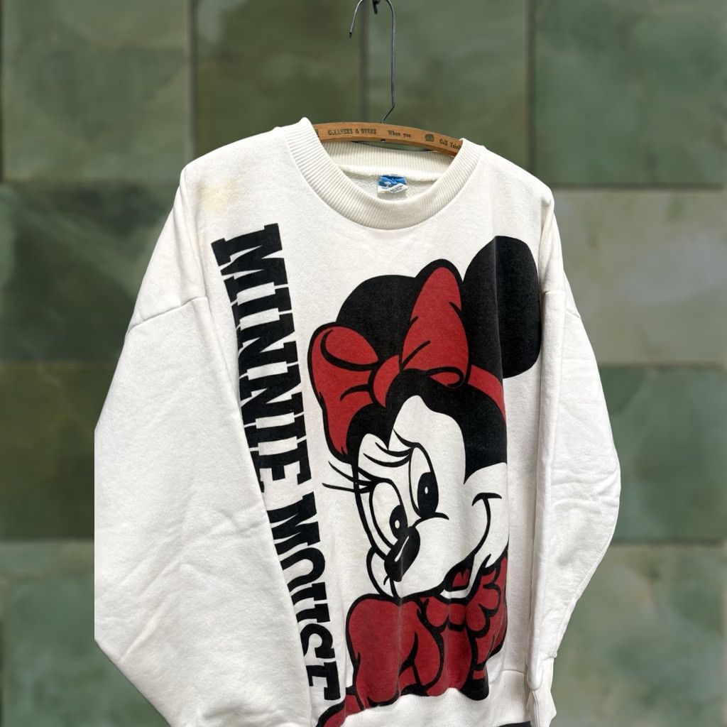 Disney VINTAGE 80s Disney Minnie Mouse All Over Print Sweatshirt White L Men Regular Pullover Shirts/ Sweatshirt Size US L / EU 52-54 / 3 - 1 Thumbnail