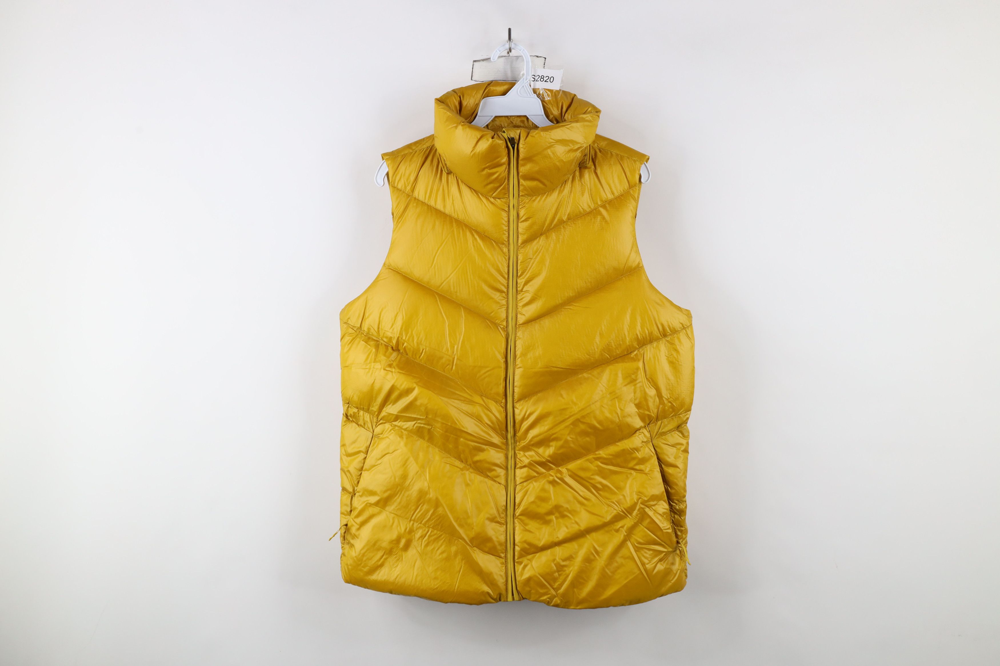 Athleta Lofty Duck Down Full Zip Puffer Vest Jacket Gold