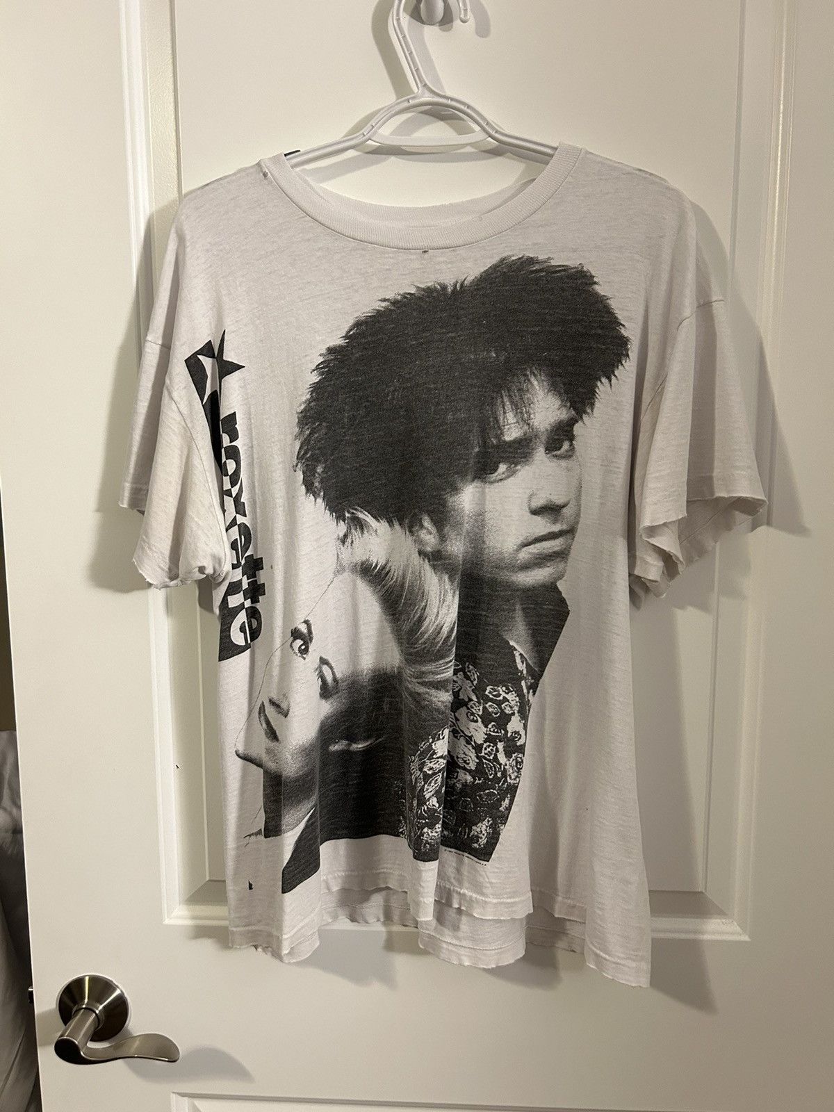 image of Vintage Roxette Band Tee in White, Men's (Size 2XL)