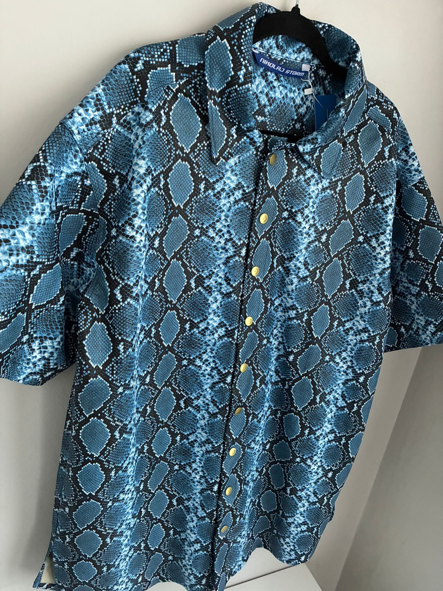 Designer Mykonos snake skin shirt Nikolaj Storm abstract art oversize Size US L / EU 52-54 / 3 - 5 Thumbnail