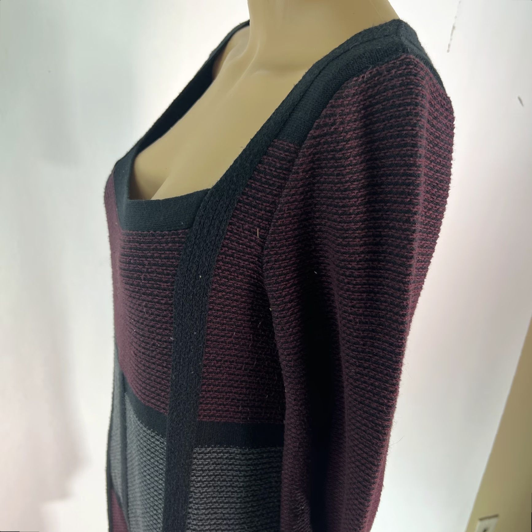 Vintage So Wear It Declare It Womens 3/4 Sleeves Square Neck Burgundy Sweater Dress Sz L Size L / US 10 / IT 46 - 5 Thumbnail