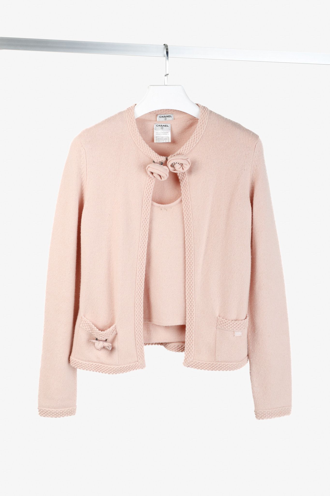 Chanel Chanel SS/05 Light Pink Cashmere Rosette Sweater Twinset Size M / US 6-8 / IT 42-44 - 1 Thumbnail