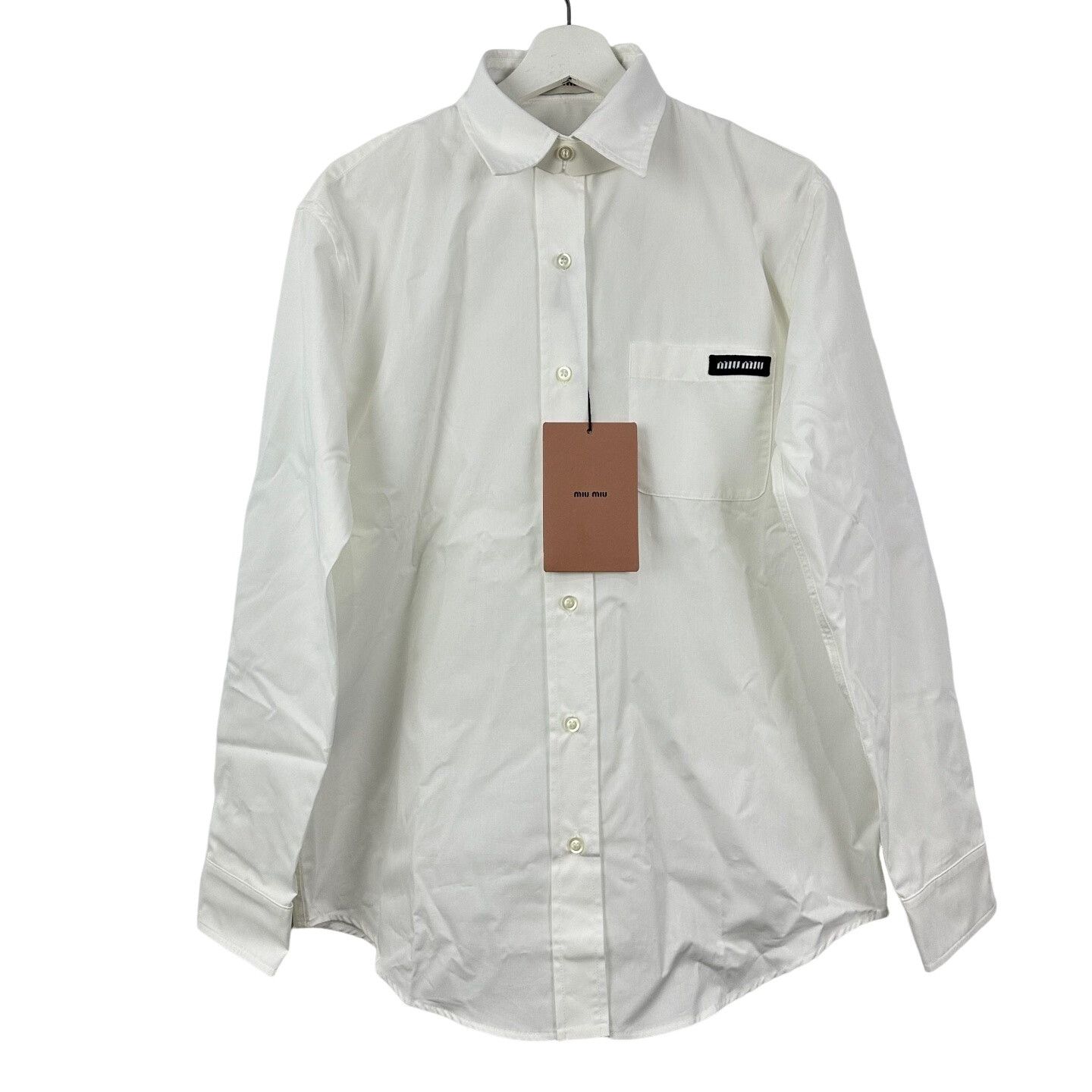 Miu Miu Miu Miu Logo Patch Sharp Collar Shirt IT 40 Size S / US 4 / IT 40 - 1 Thumbnail