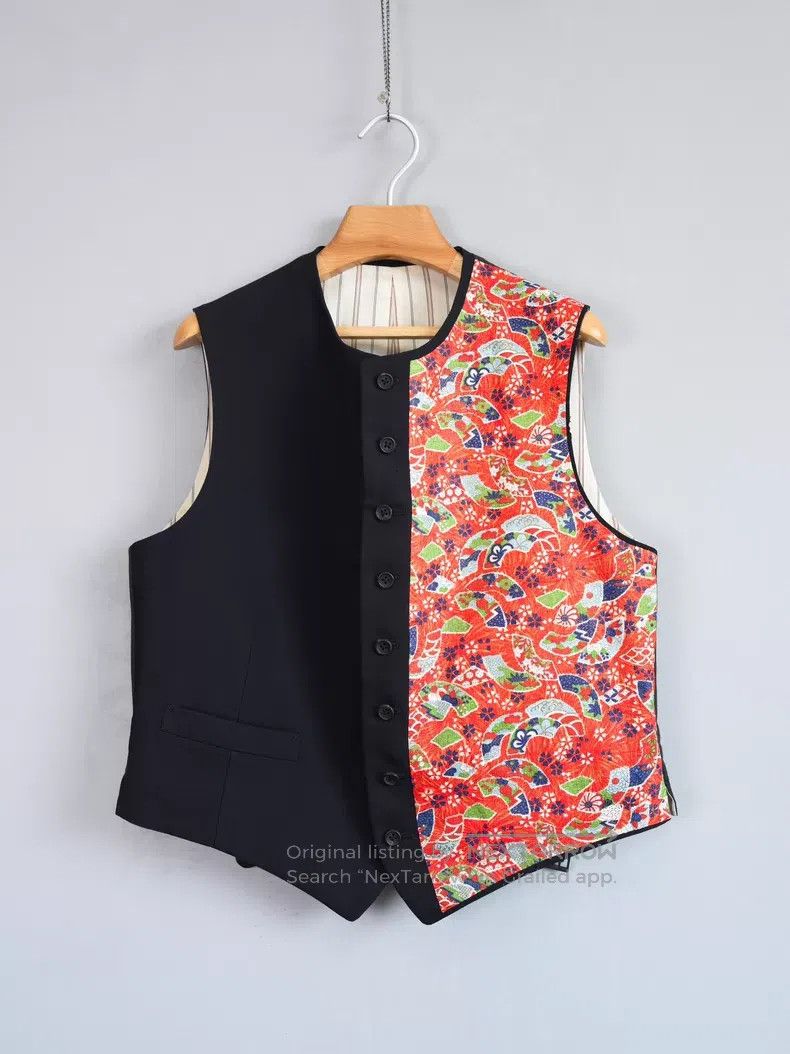 Yohji Yamamoto Yohji Yamamoto 95AW patterned washi paper vest with stripe Size US M / EU 48-50 / 2 - 1 Thumbnail