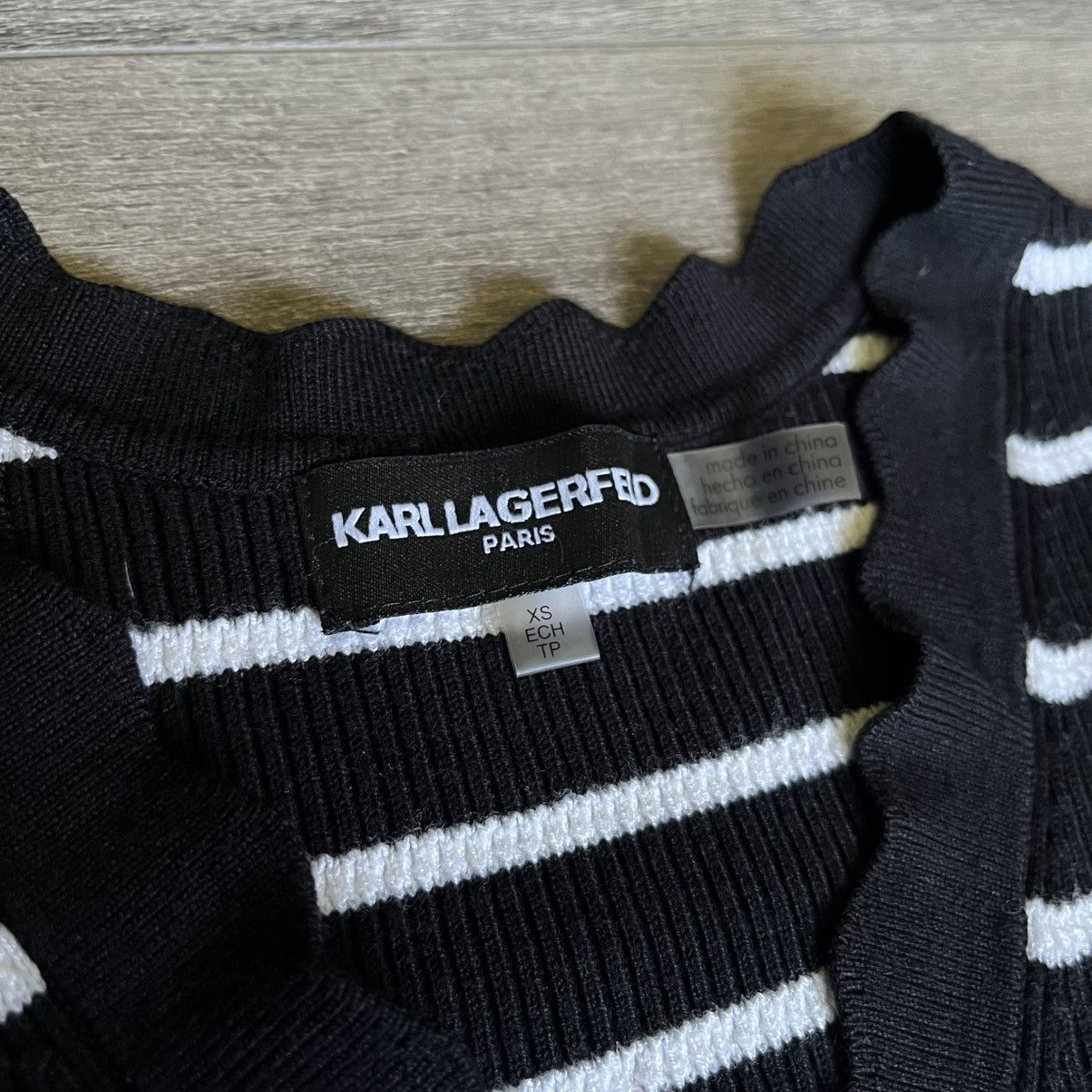 Designer × Karl Lagerfeld Karl Lagerfeld Paris Striped Ribbed Button Striped Top Shirt Size XS / US 0-2 / IT 36-38 - 4 Thumbnail