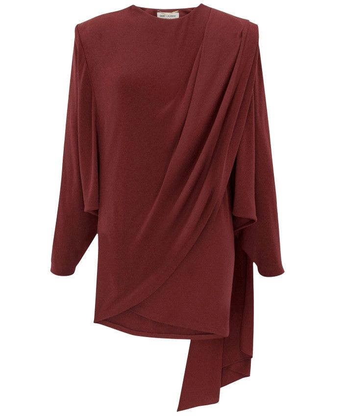 Saint Laurent Paris o1s1wg111124 Draped Dress in Wool Jersey in Red Size XS / US 0-2 / IT 36-38 - 1 Thumbnail