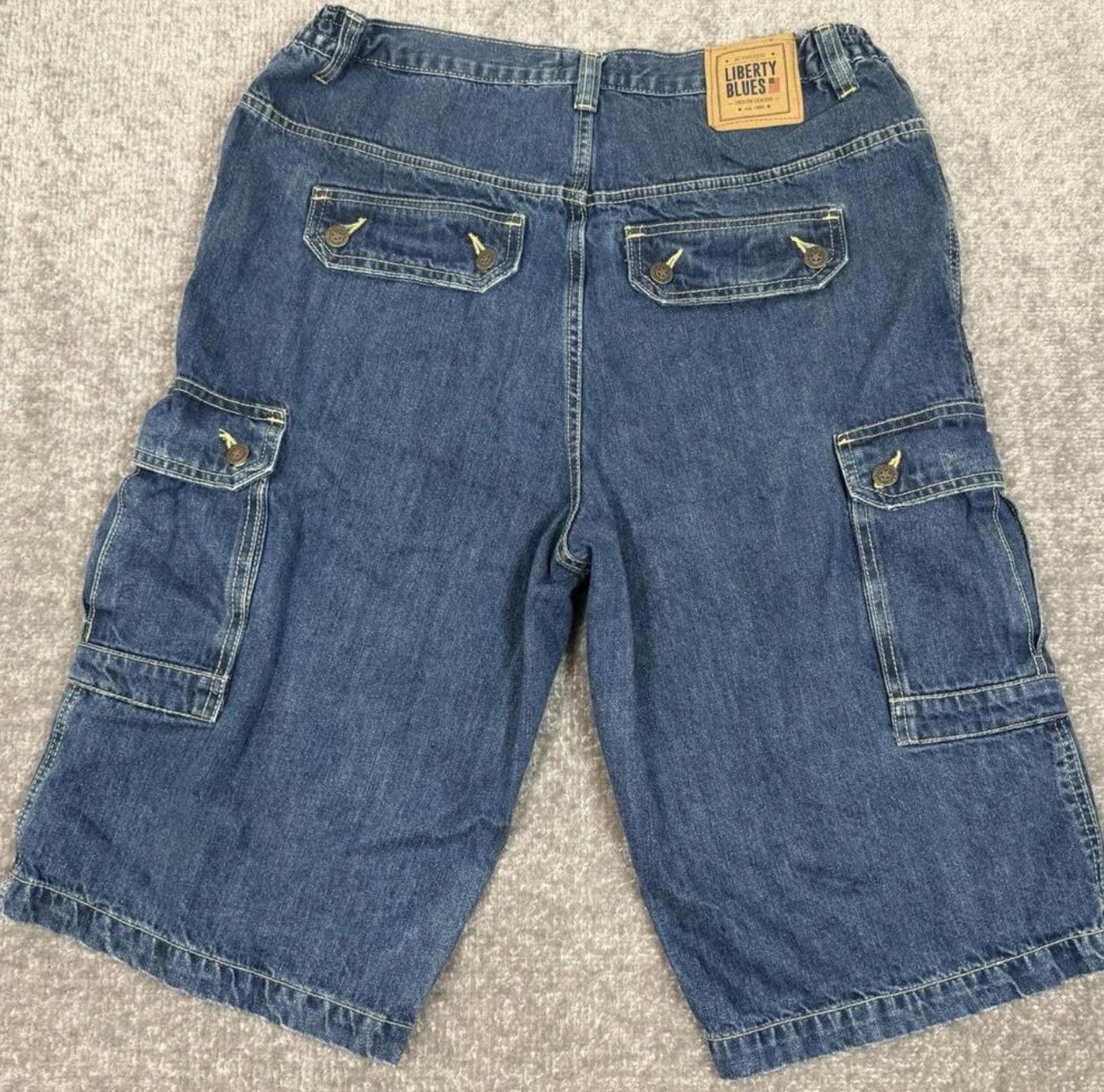 Other Liberty Blues Cargo Shorts Mens 38 Tall Denim Stretch Baggy Size US 38 / EU 54 - 2 Thumbnail