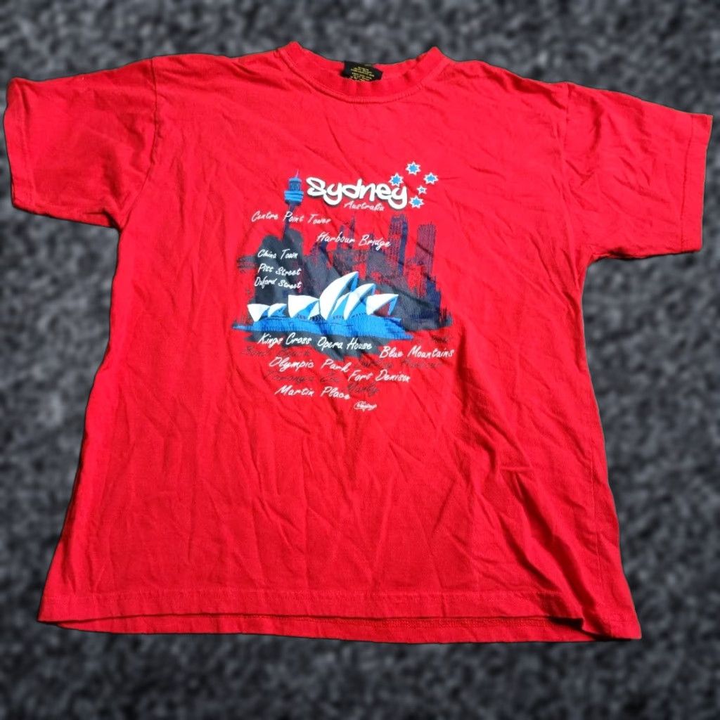 Vintage VINTAGE Hoxletly Shirt XL Red Australia Sydney Souvenir T Shirt Unisex Adults Crew Neck Short Sleeve Cotton Blend Spellout Transportation 90s? Size US XL / EU 56 / 4 - 1 Thumbnail