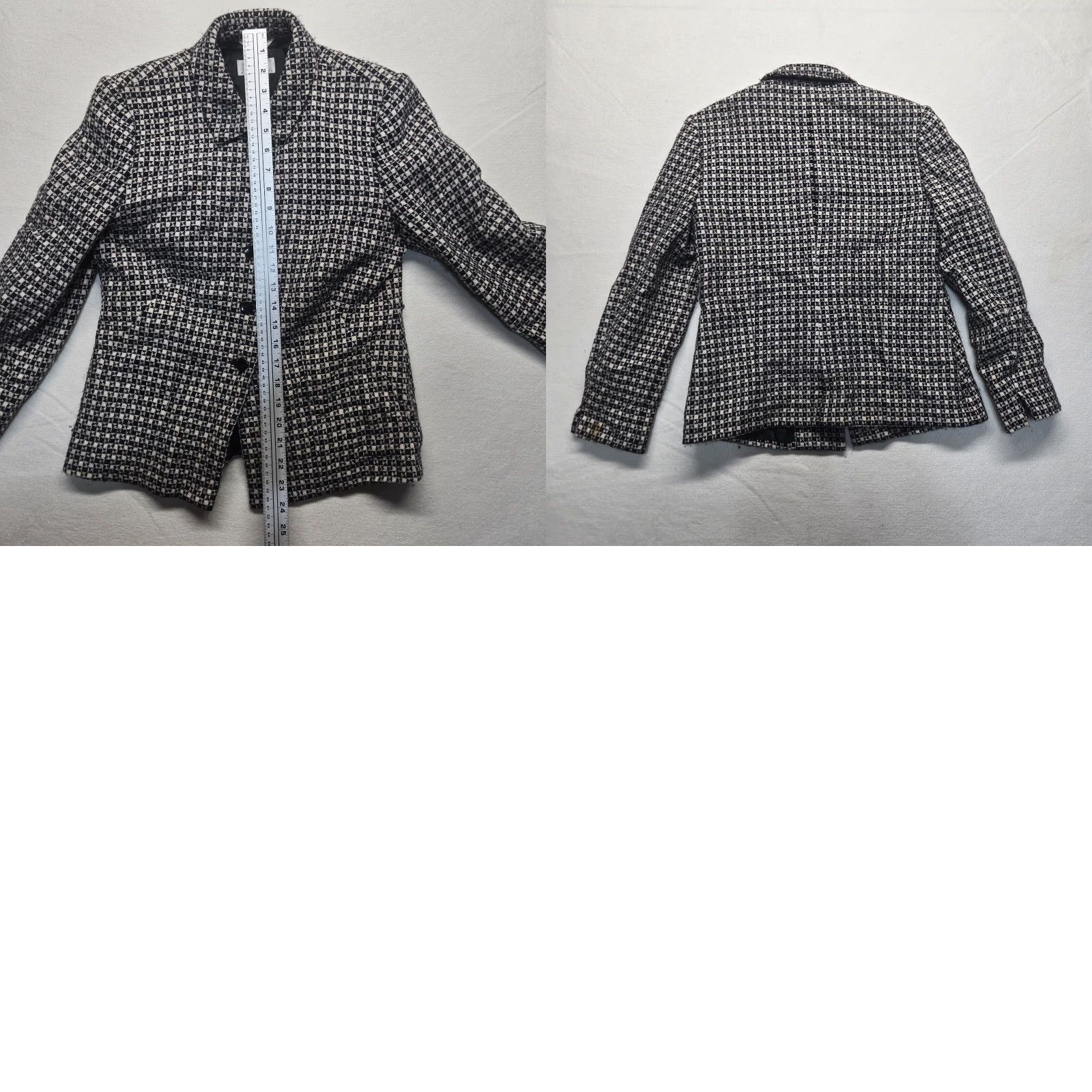 Talbots Talbots Gray Black Check Jacket Blazer Suit Top Gray 100% Wool Adult Women's 6 Size M / US 6-8 / IT 42-44 - 8 Thumbnail