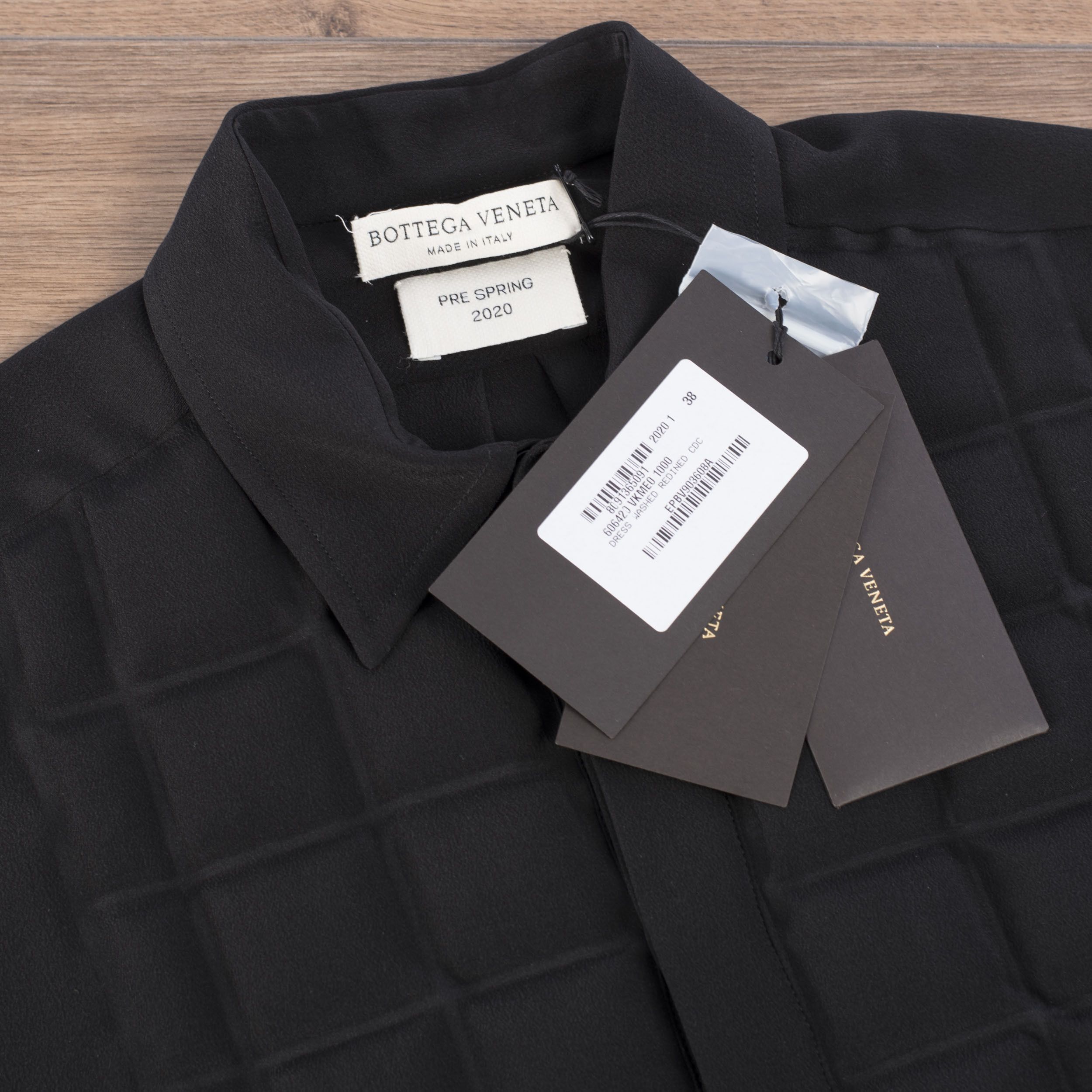 Bottega Veneta Black Quilted Silk Crepe De Chine Shirt Dress Size S / US 4 / IT 40 - 10 Thumbnail