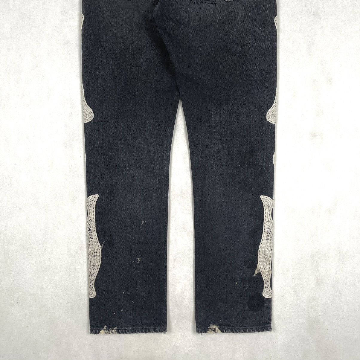 Kapital Kountry FW19 Distressed Denim (Bone/Skeleton Embroidered) Size US 32 / EU 48 - 12 Thumbnail