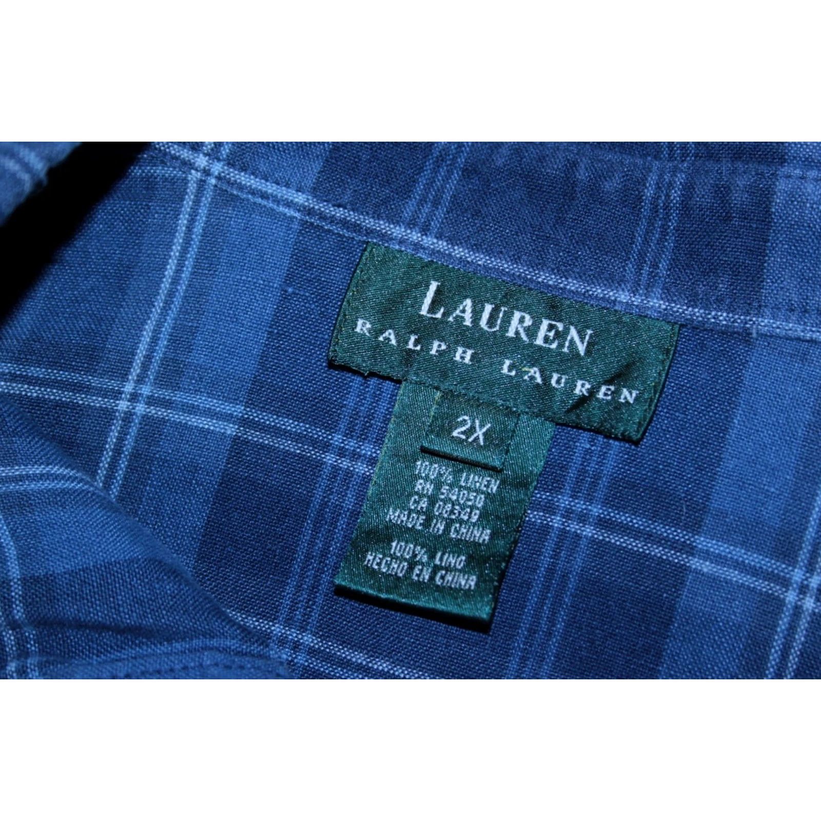 Ralph Lauren Lauren Ralph Lauren womens blue check shirt Size 2X 100% linen Button-Up Long Sleeve Size XXL / US 16-18 / IT 52-54 - 8 Thumbnail