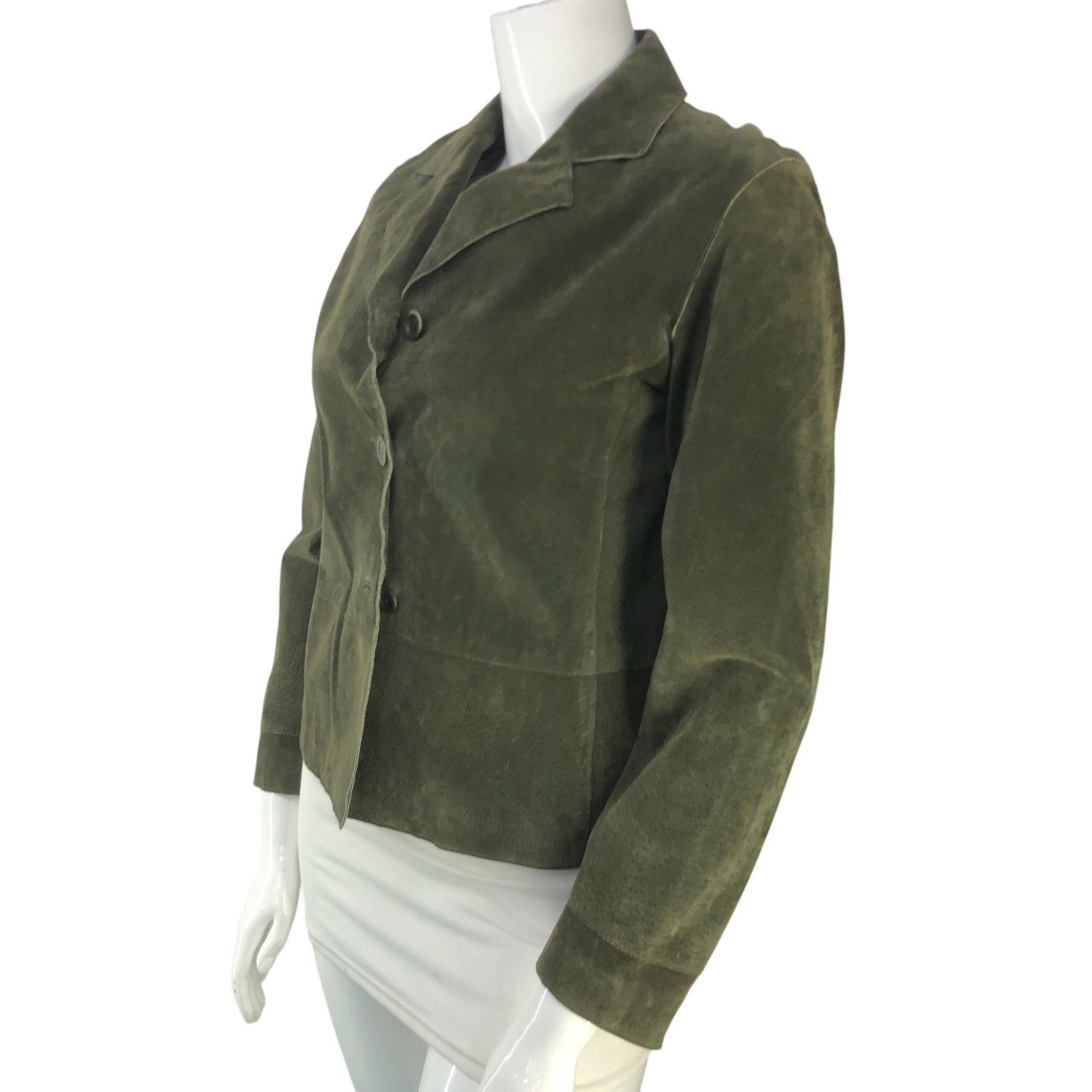 Chicos Chicos Women Size 1 US 8 Jacket Shirt Shacket Leather Green Size M / US 6-8 / IT 42-44 - 4 Thumbnail
