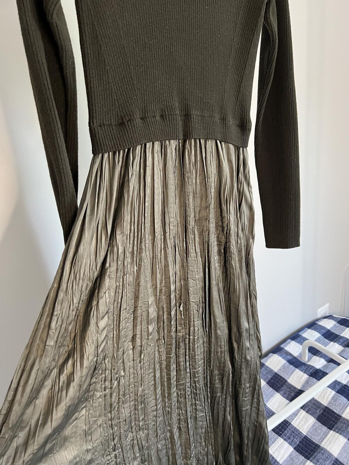 Other Miou Muse Green Sweater Combo Woven Maxi Dress, Medium Size M / US 6-8 / IT 42-44 - 6 Thumbnail