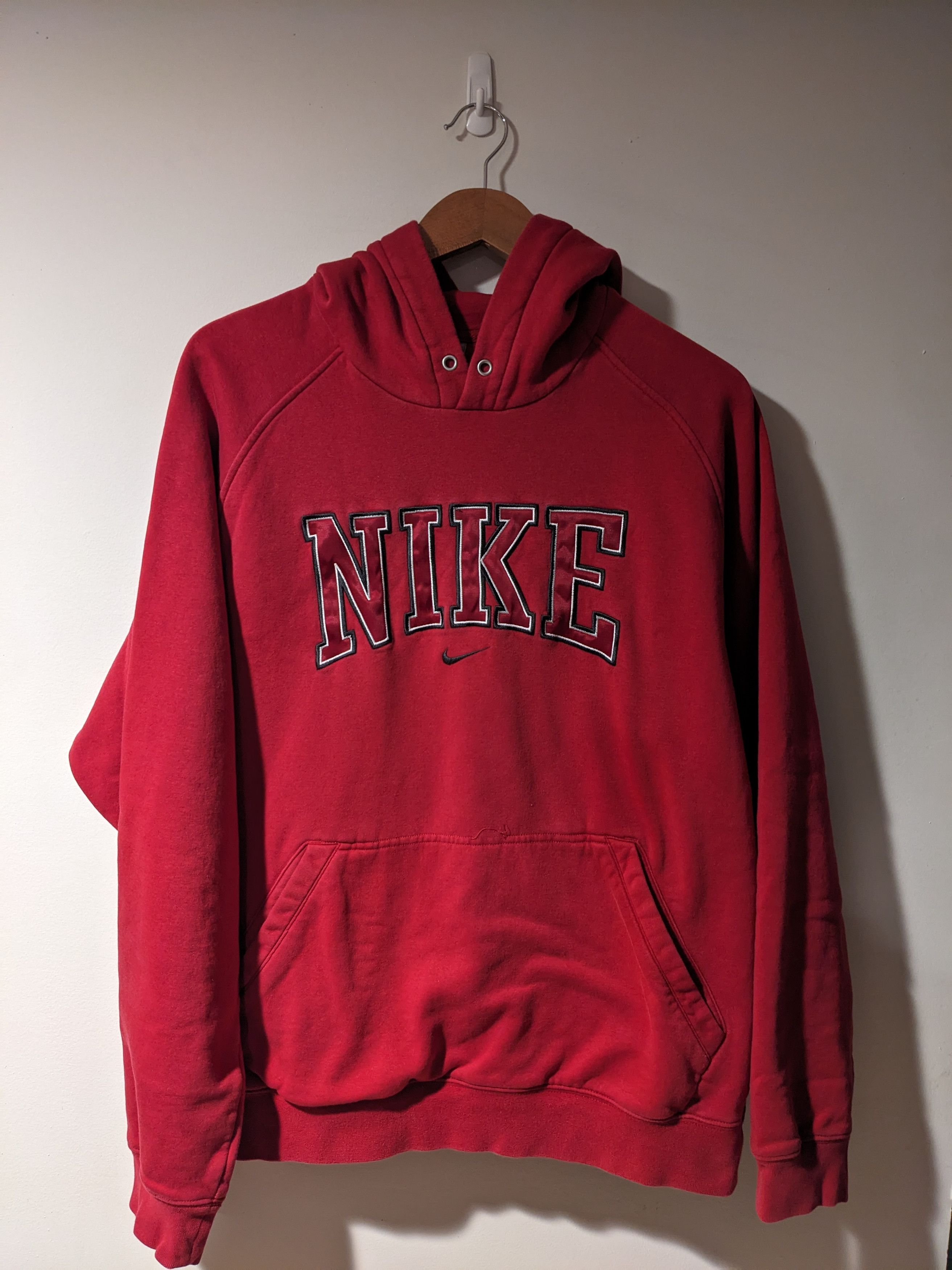 Nike × Vintage Vintage Y2K Nike Spell Out Center Swoosh Red Medium Hoodie Size US M / EU 48-50 / 2 - 1 Thumbnail