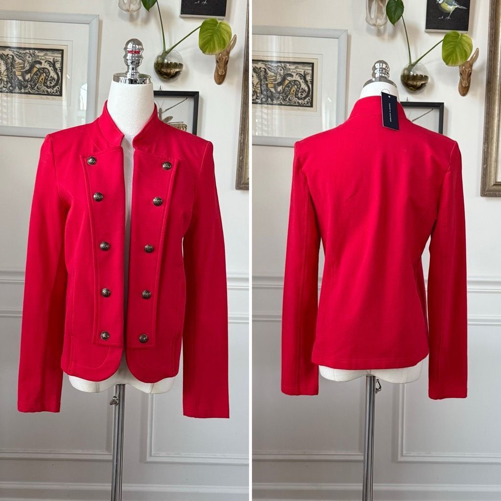 Tommy Hilfiger NWT Tommy Hilfiger Women's Military Band Jacket Red $109 S Size S / US 4 / IT 40 - 2 Thumbnail