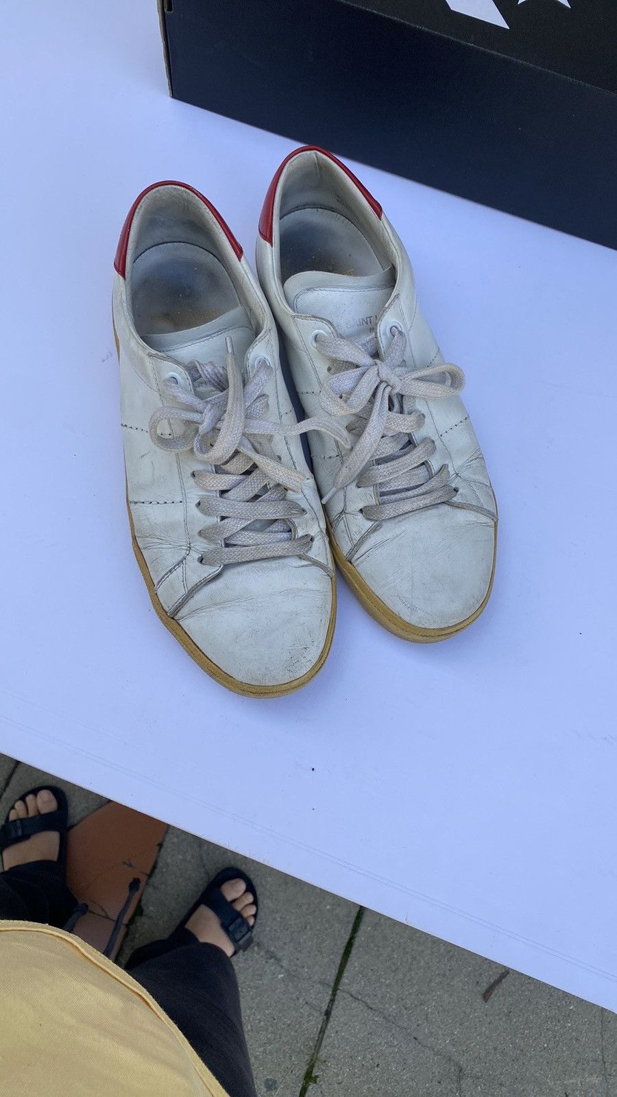 Saint Laurent Paris Saint Laurent Paris white court sneakers EU 40 Size US 10 / EU 43 - 1 Thumbnail