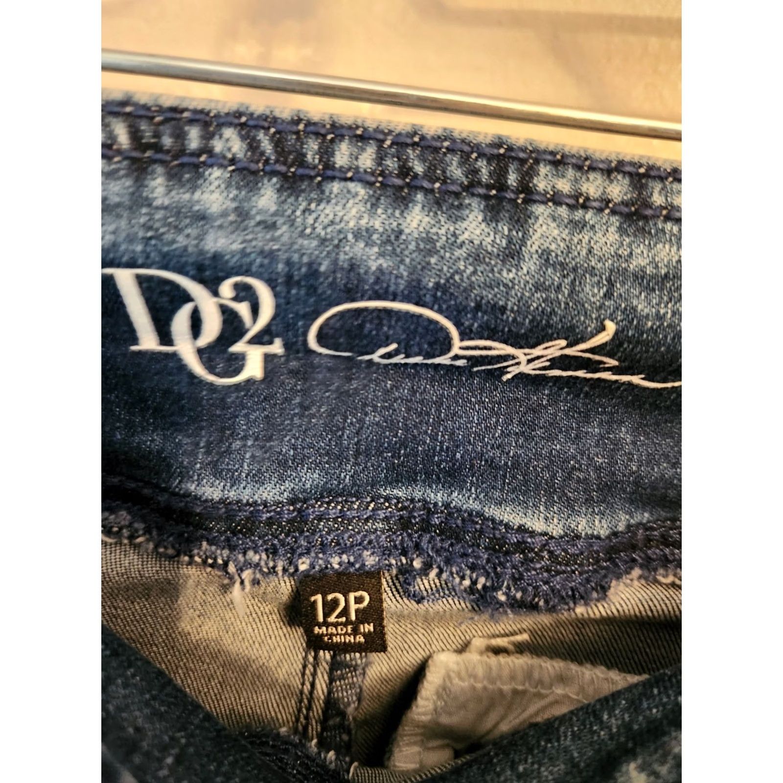 Denime DG2 Diane Gilman Blue Denim Stretchy Straight Leg Jeans 12 Petite Womens Jeans Size 34" / US 12 / IT 48 - 3 Thumbnail