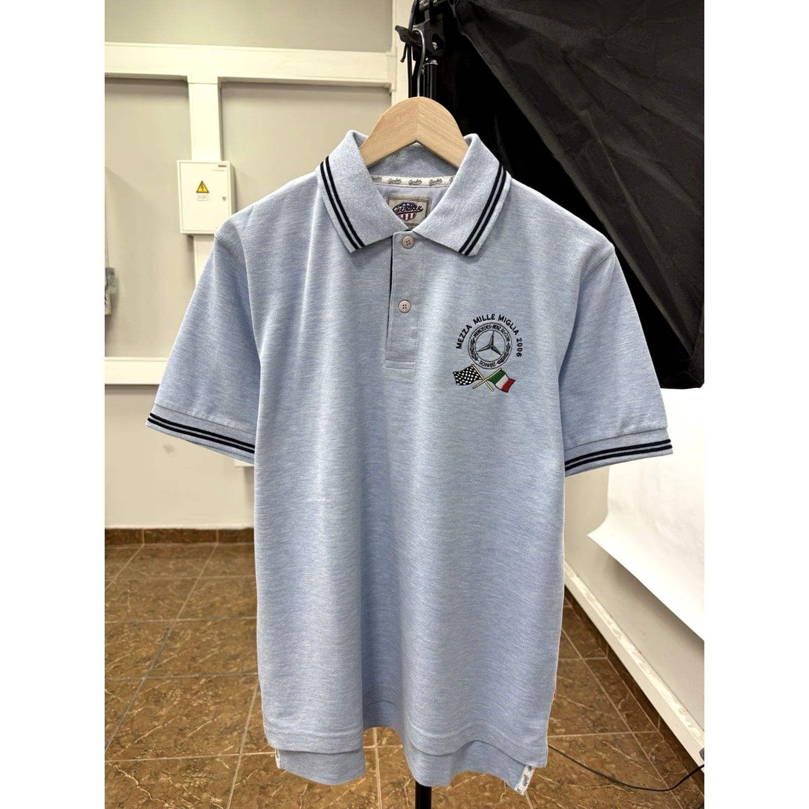Mercedes-Benz VINTAGE Mercedes-Benz Club Schweiz Mezza Mille Miglia Polo Shirt Mens M Blue Size US M / EU 48-50 / 2 - 2 Thumbnail