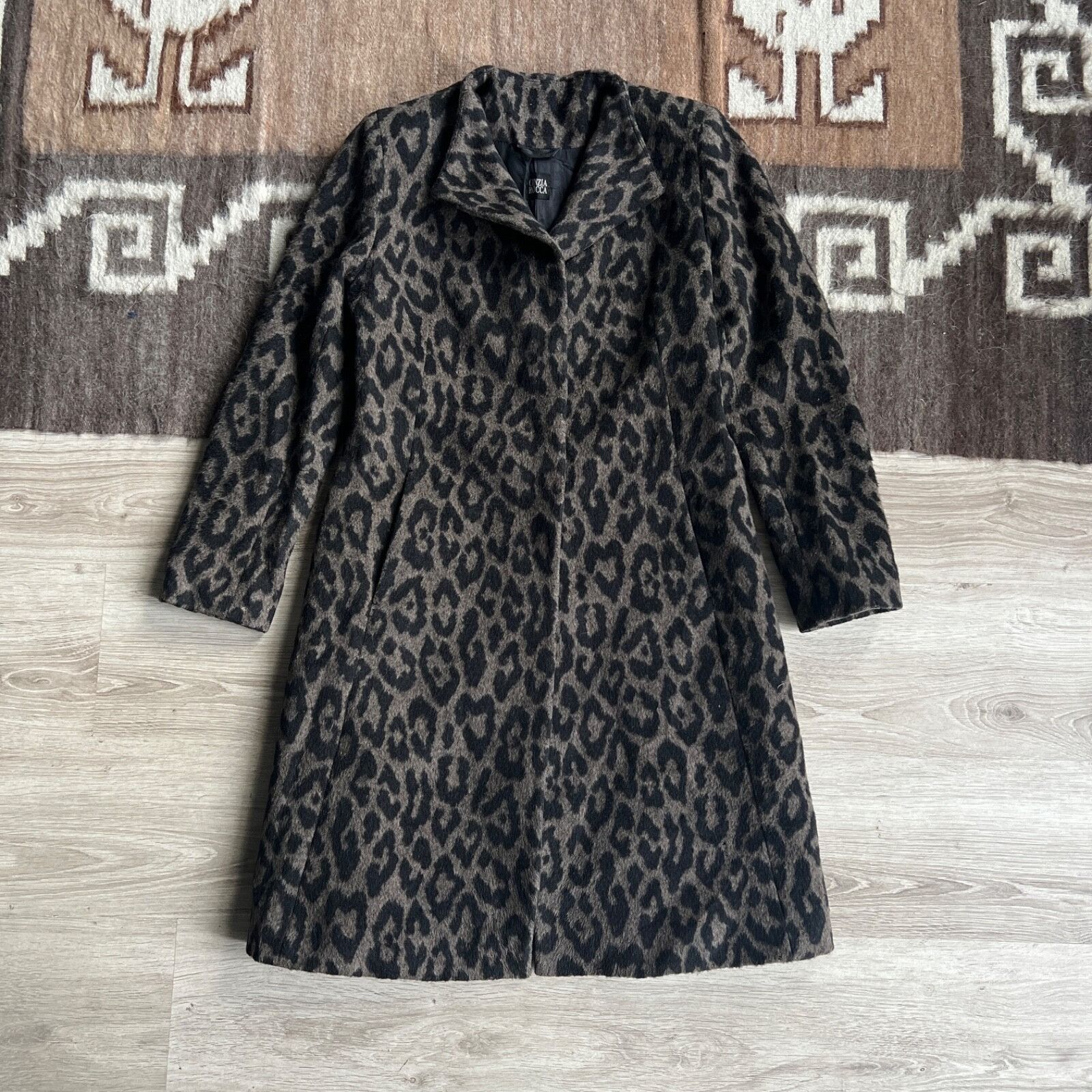 Cinzia Rocca Cinzia Rocca Alpaca Wool Leopard Pattern Coat 8714AC Size M / US 6-8 / IT 42-44 - 1 Thumbnail