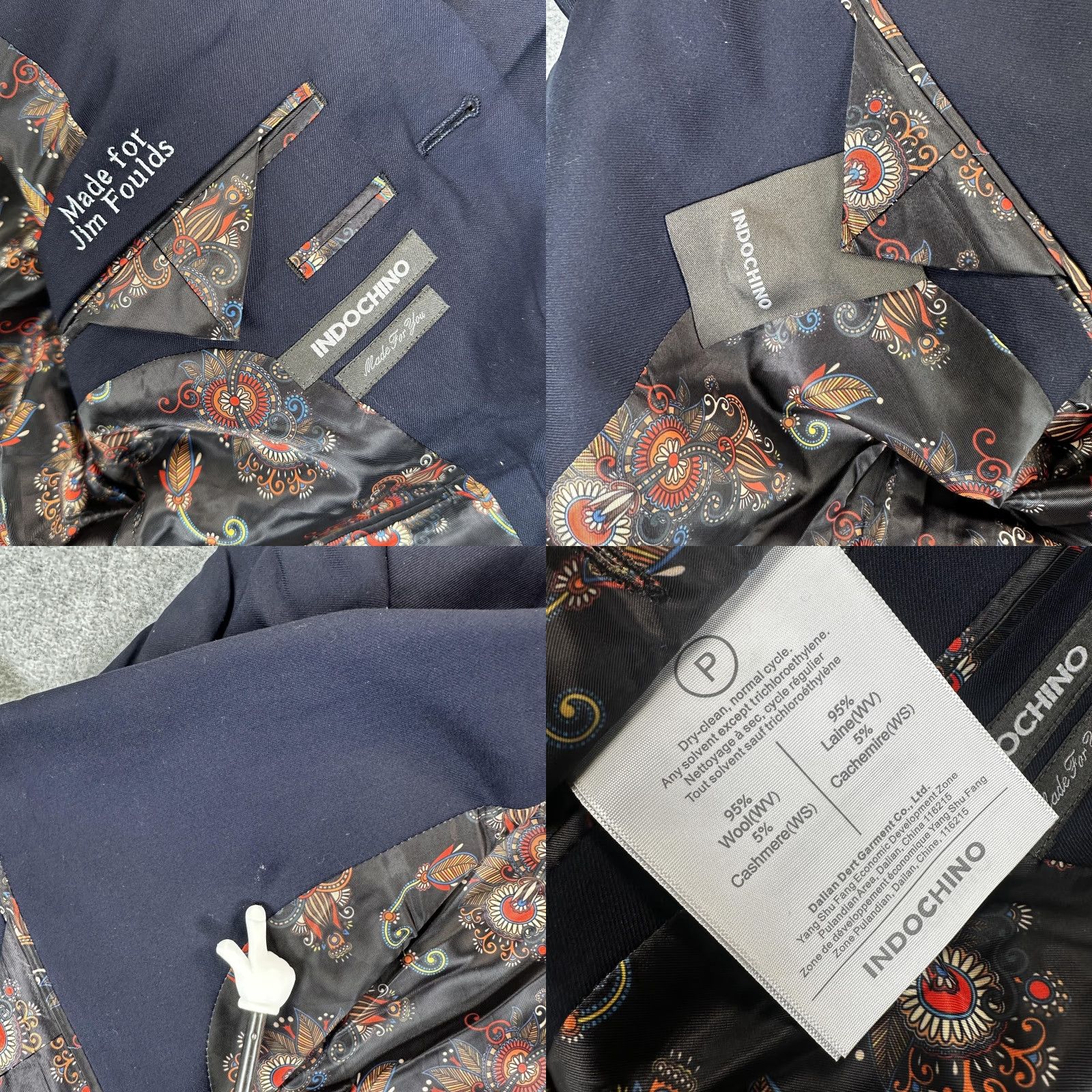 Vintage Indochino Blazer Sport Coat Mens 42 Blue Wool Cashmere Two Button Suit Jacket Size 42R - 8 Thumbnail