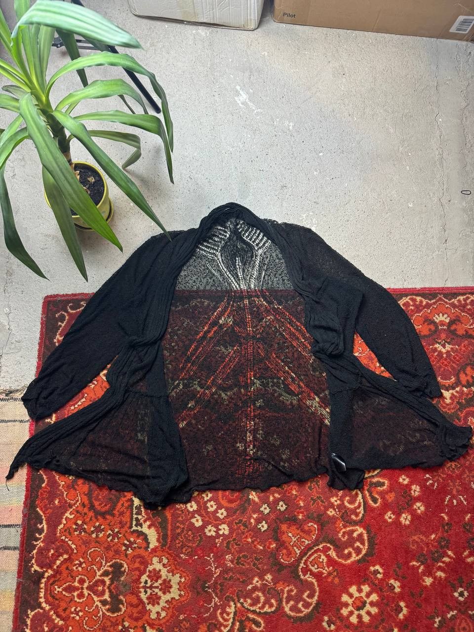 Japanese Brand × Vintage Vintage black longline Roman streetwear cardigan Size 3XL / US 20-22 - 3 Thumbnail