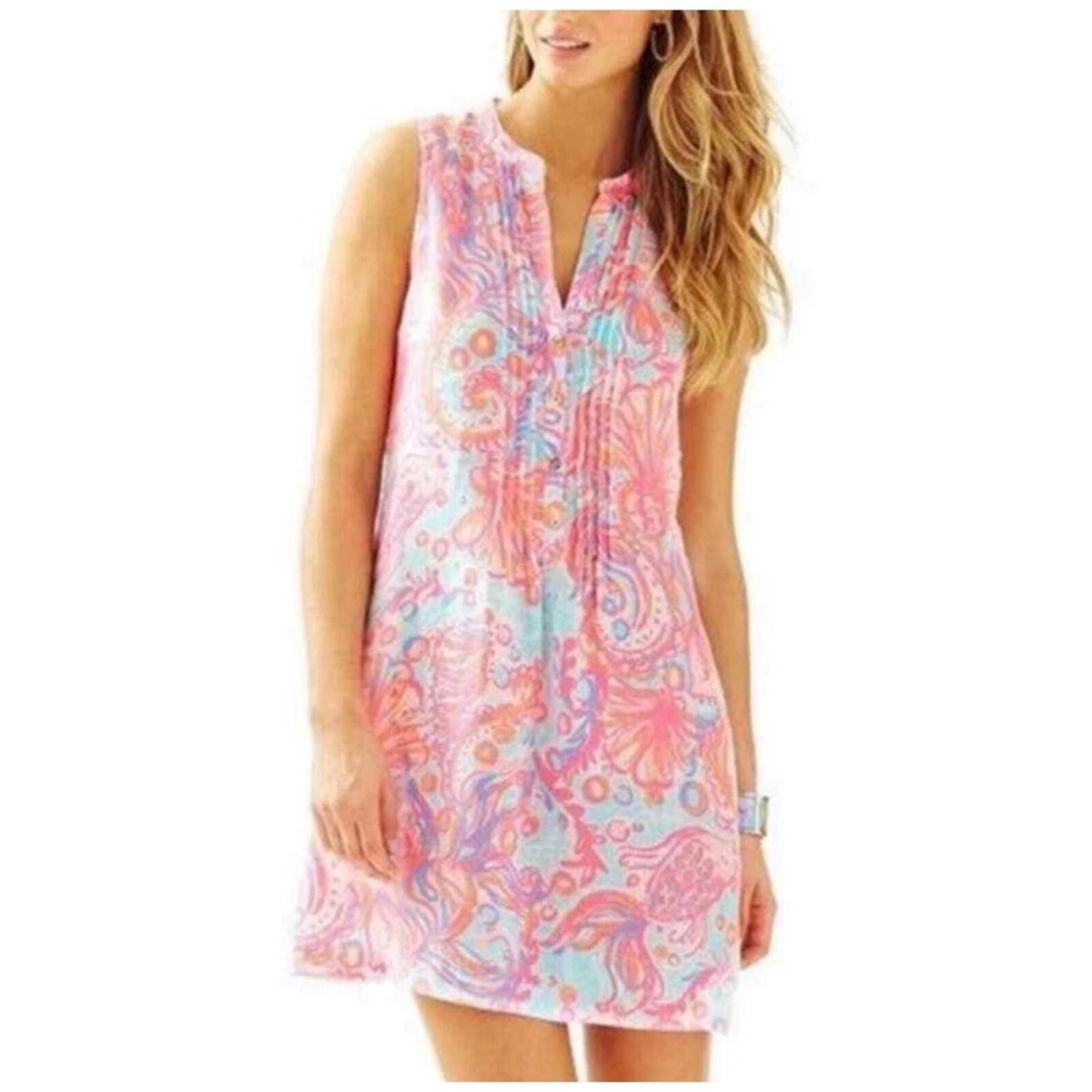 Other Lilly Pulitzer XS Sarasota Pink Linen Sleeveless Shift Dress Size XS / US 0-2 / IT 36-38 - 1 Thumbnail