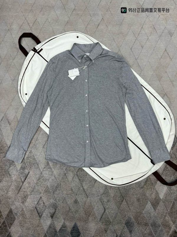 Brunello Cucinelli Brunello Cucinelli Men's Gray Long Sleeve Shirt Size US XL / EU 56 / 4 - 1 Thumbnail