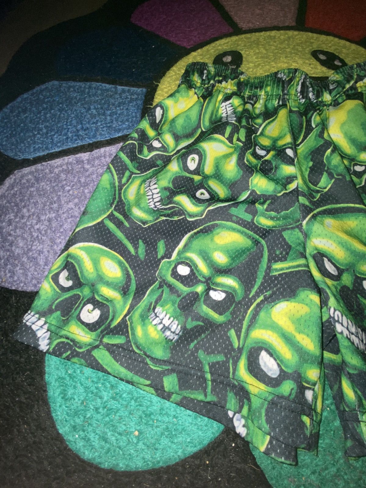 Bravest Studios Bravest Studios Mens Skull Print Mesh Graphic Shorts Green Size US 30 / EU 46 - 2 Thumbnail