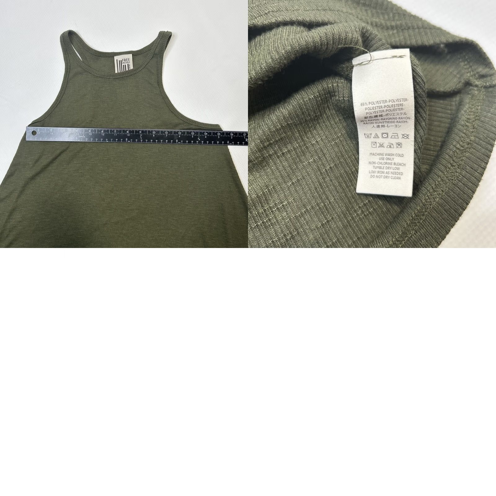 Free People Free People Tank Top Shirt Womens S Army Green Racerback Sleeveless Knit Lightweight Casual 90s Bohemian California Urban Outfitters Size S / US 4 / IT 40 - 8 Thumbnail