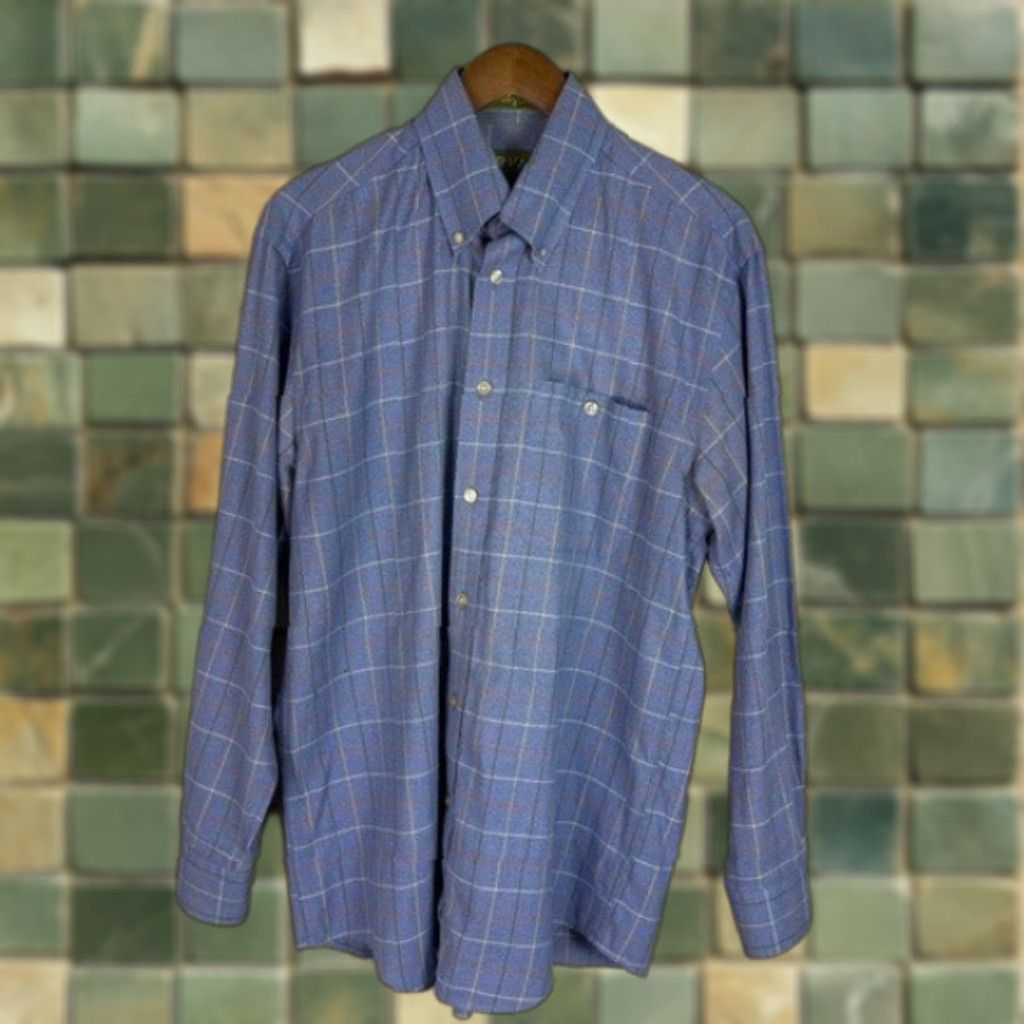 Orvis Orvis Button-Down Shirt Blue Long Sleeve Plaid Chest Pocket Medium STAINED Size US M / EU 48-50 / 2 - 1 Thumbnail