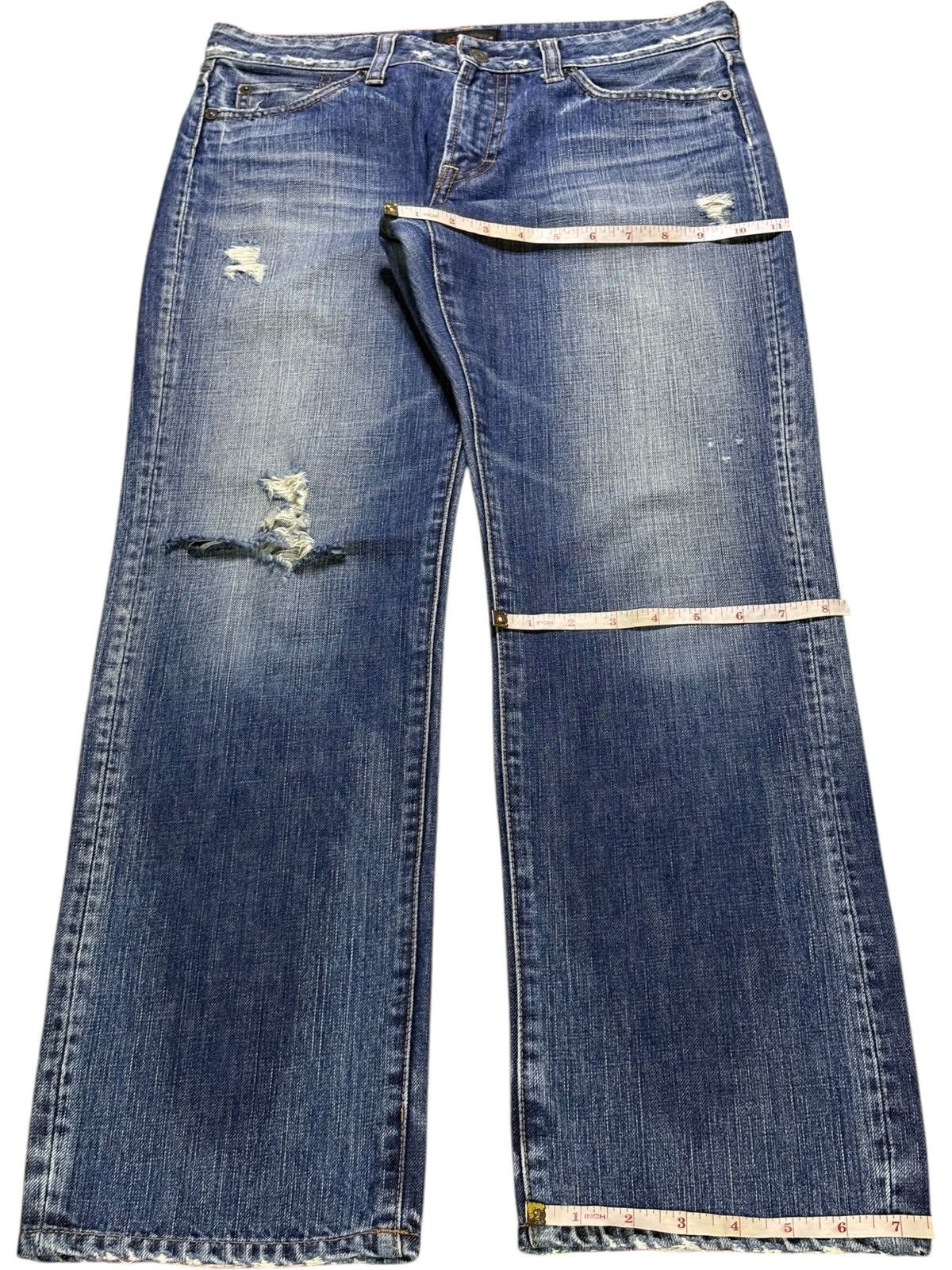 Japanese Brand Vintage Japanese Brand Faded Wash Distressed Ripped Jeans Size US 32 / EU 48 - 16 Thumbnail