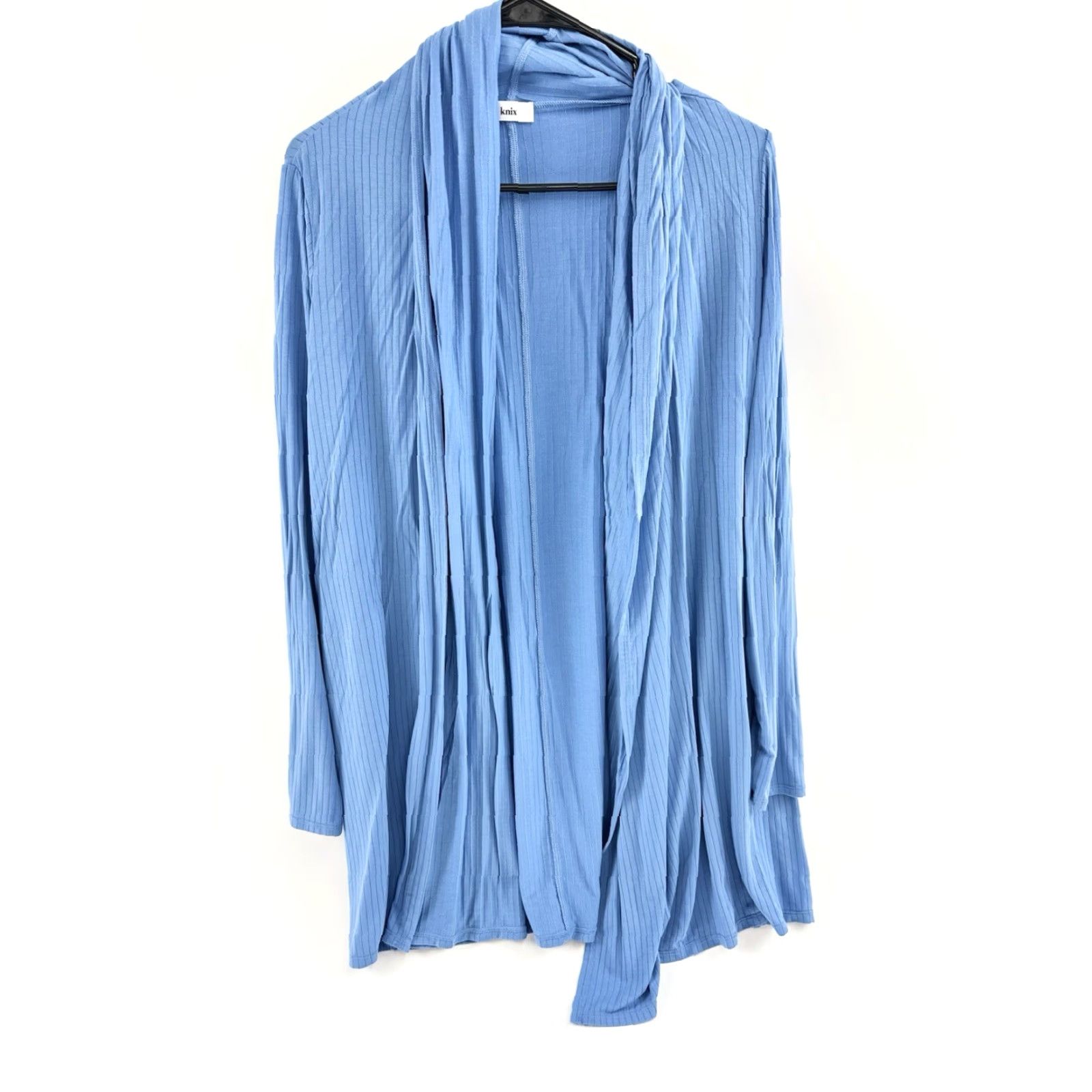 Vintage Knix Cardigan Sweater Women’s XS S M Blue Lightweight Open Ribbed Tight-Knit Long Sleeve Regular Fit Bohemian Classic Size S / US 4 / IT 40 - 2 Thumbnail
