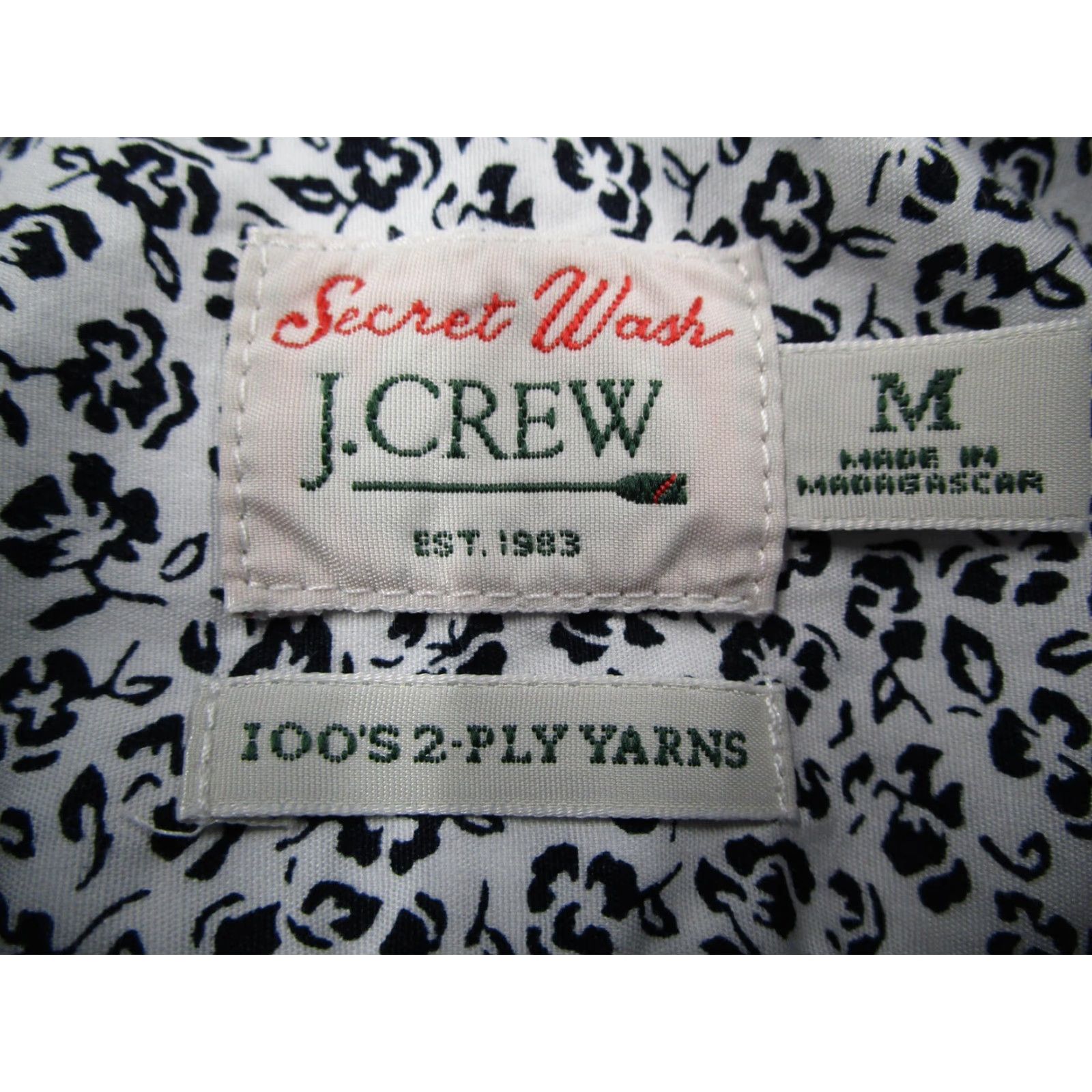 J.Crew J.Crew Shirt Adult Medium White Floral Slim Long Sleeve Button-Front Cotton Secret Wash Mens Size US M / EU 48-50 / 2 - 3 Thumbnail
