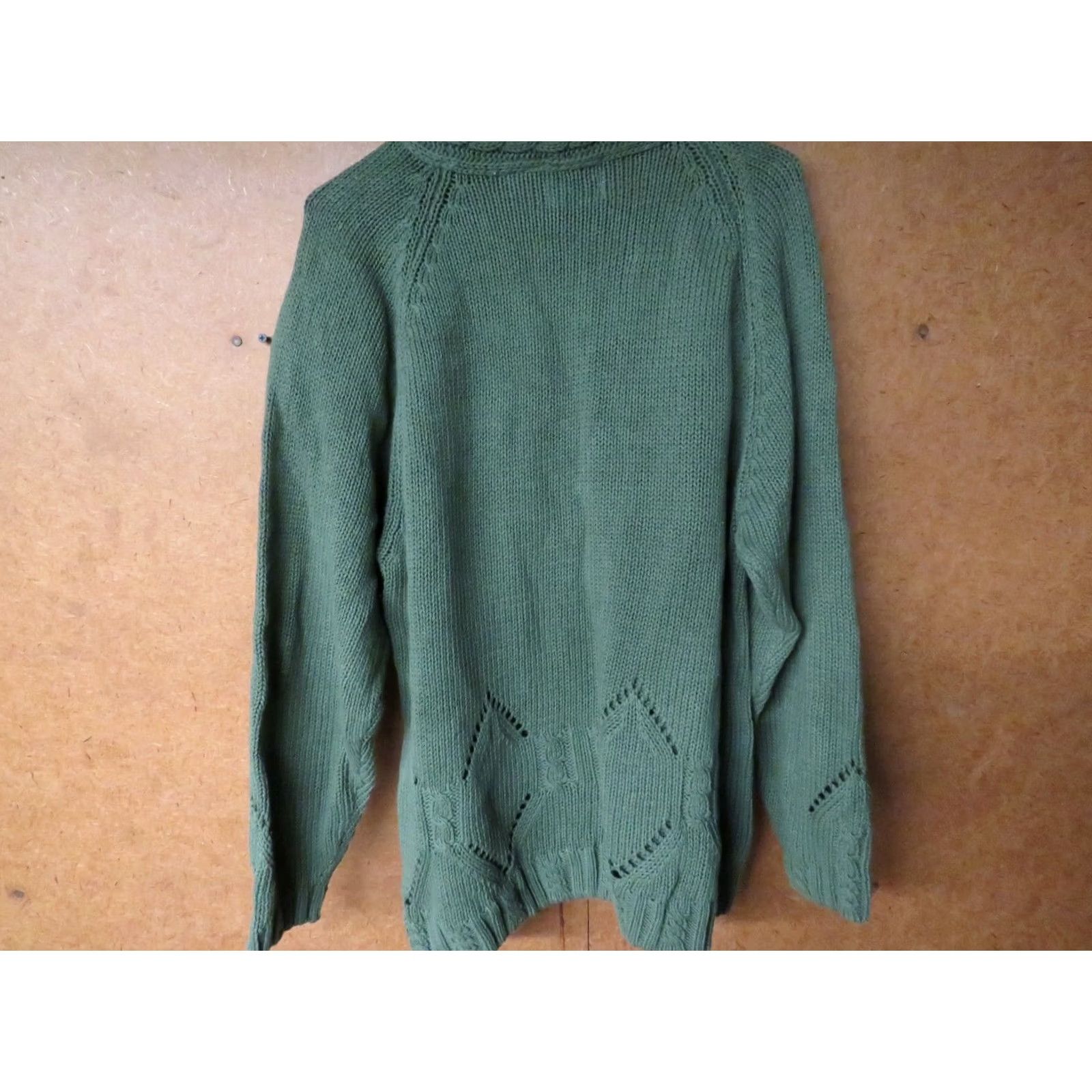 Vintage VINTAGE Green Sweater Shirt Womens M Black Crew Neck Long Sleeve Geometric 80s Pullover Knit Ramie Cotton Acrylic Fiber Size M / US 6-8 / IT 42-44 - 5 Thumbnail