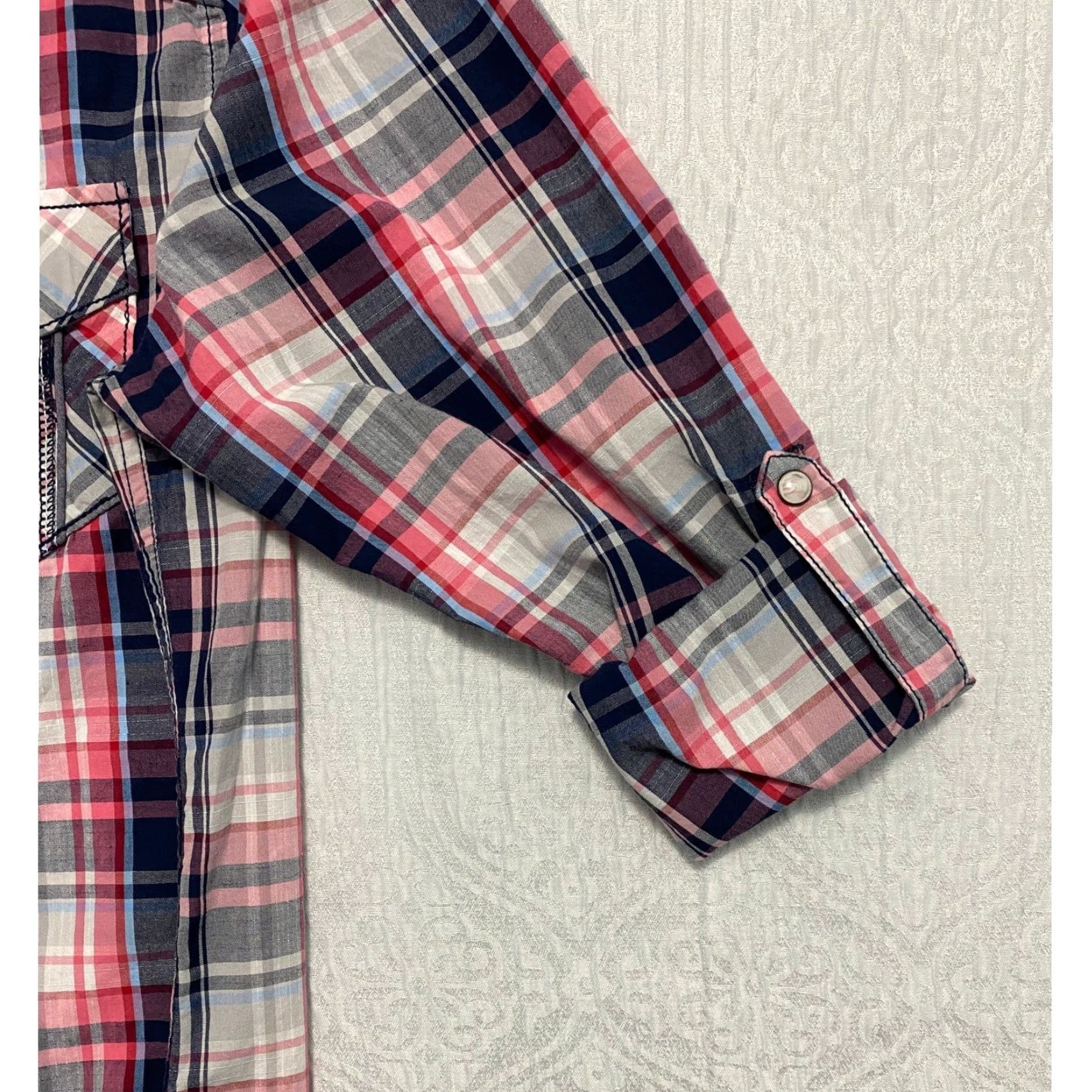 BKE BKE Shirt Western Plaid Pink Long Sleeve Button-Up Snap Pocket Collared Cotton Blend Men L Size US L / EU 52-54 / 3 - 3 Thumbnail