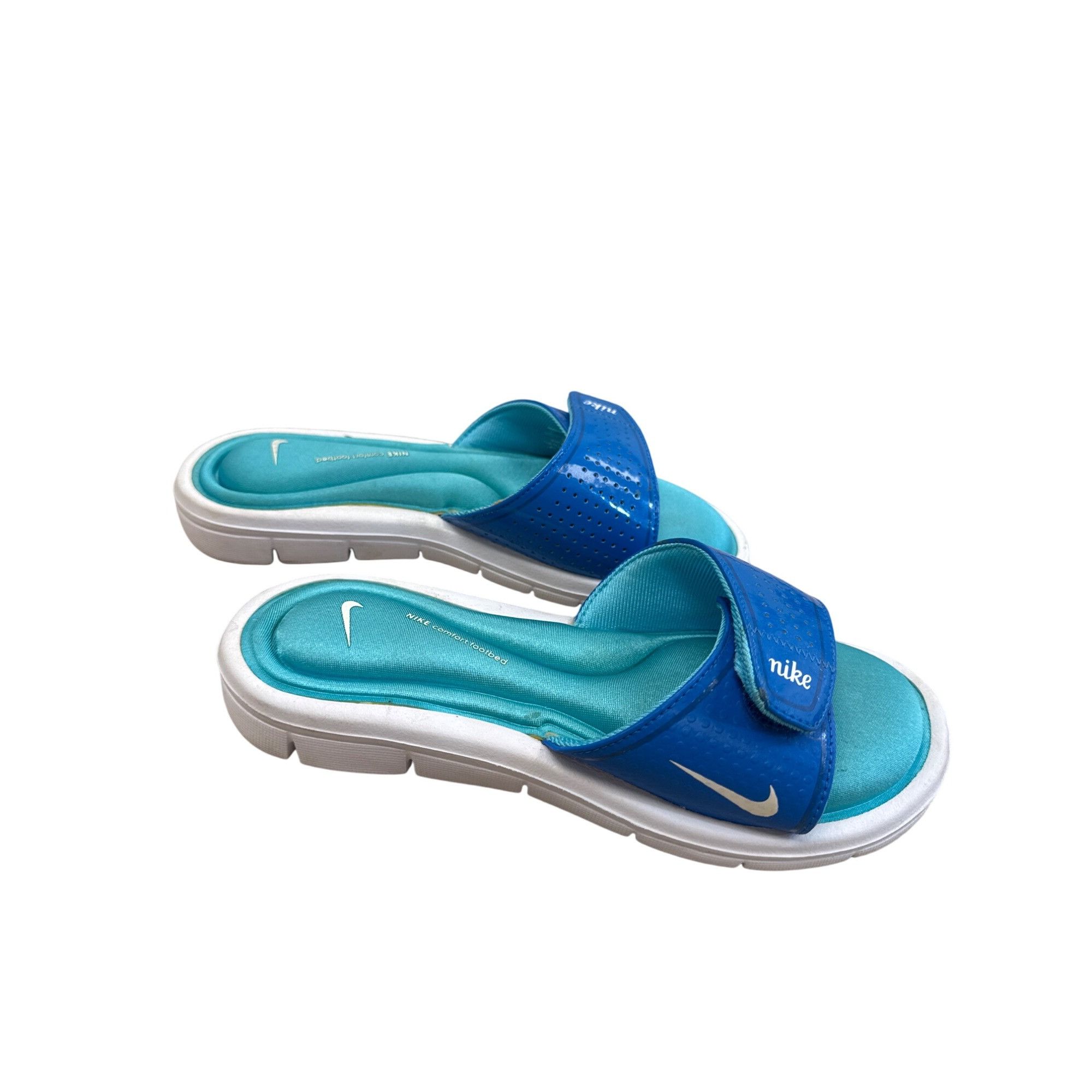Nike Nike Womens Blue/Green Slide-On Sandals Shoes Size 6 SKU 828 Size US 6 / IT 36 - 4 Thumbnail