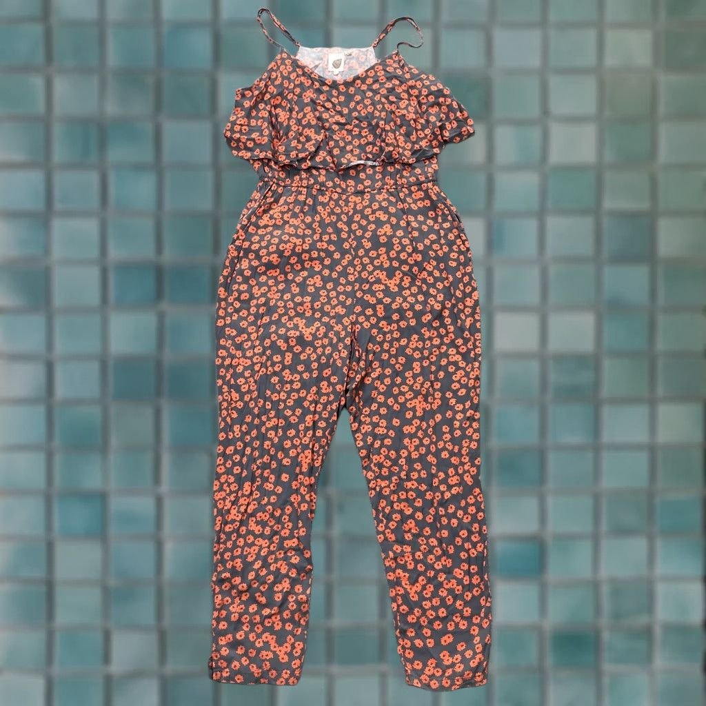 Anthropologie VINTAGE Anthropologie One Piece Womens M Black Lilka Jumpsuit Floral Tapered Leg Size 32" / US 10 / IT 46 - 1 Thumbnail