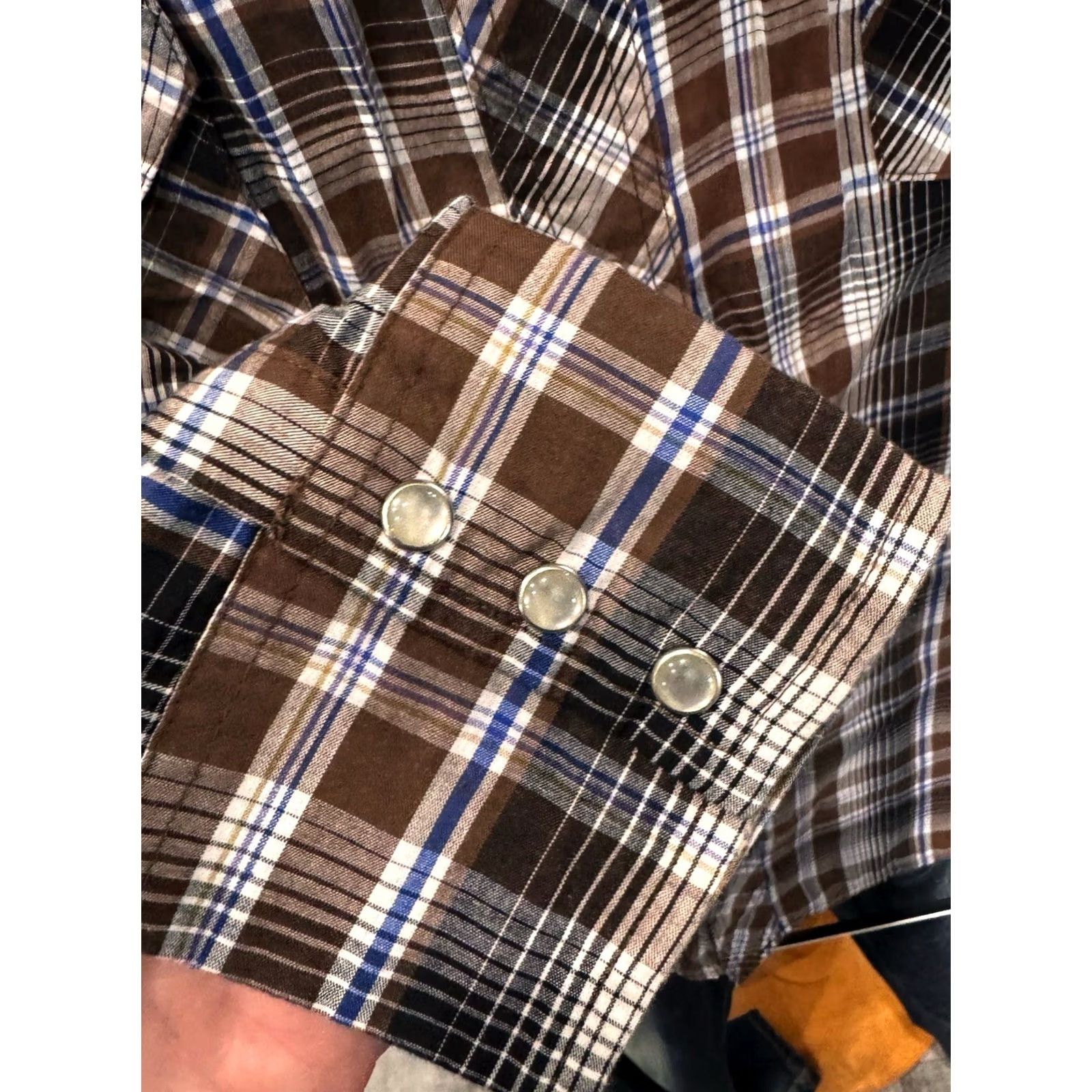 Wrangler Wrangler Western Brown Blue Plaid LONG SLEEVE SHIRT 2XL XXL Mens Size US XXL / EU 58 / 5 - 7 Thumbnail