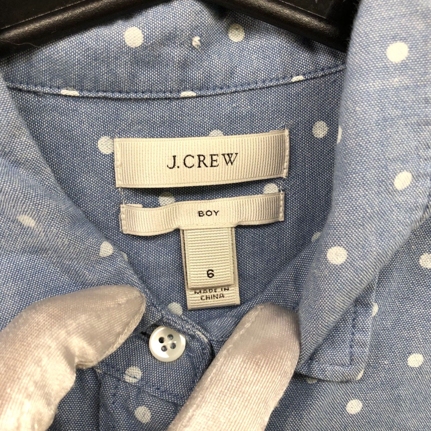 J.Crew J.CREW Shirt Womens Size 6 Blue Long Sleeve White Polka Dot Cotton Button-Up Boy Fit Size M / US 6-8 / IT 42-44 - 5 Thumbnail